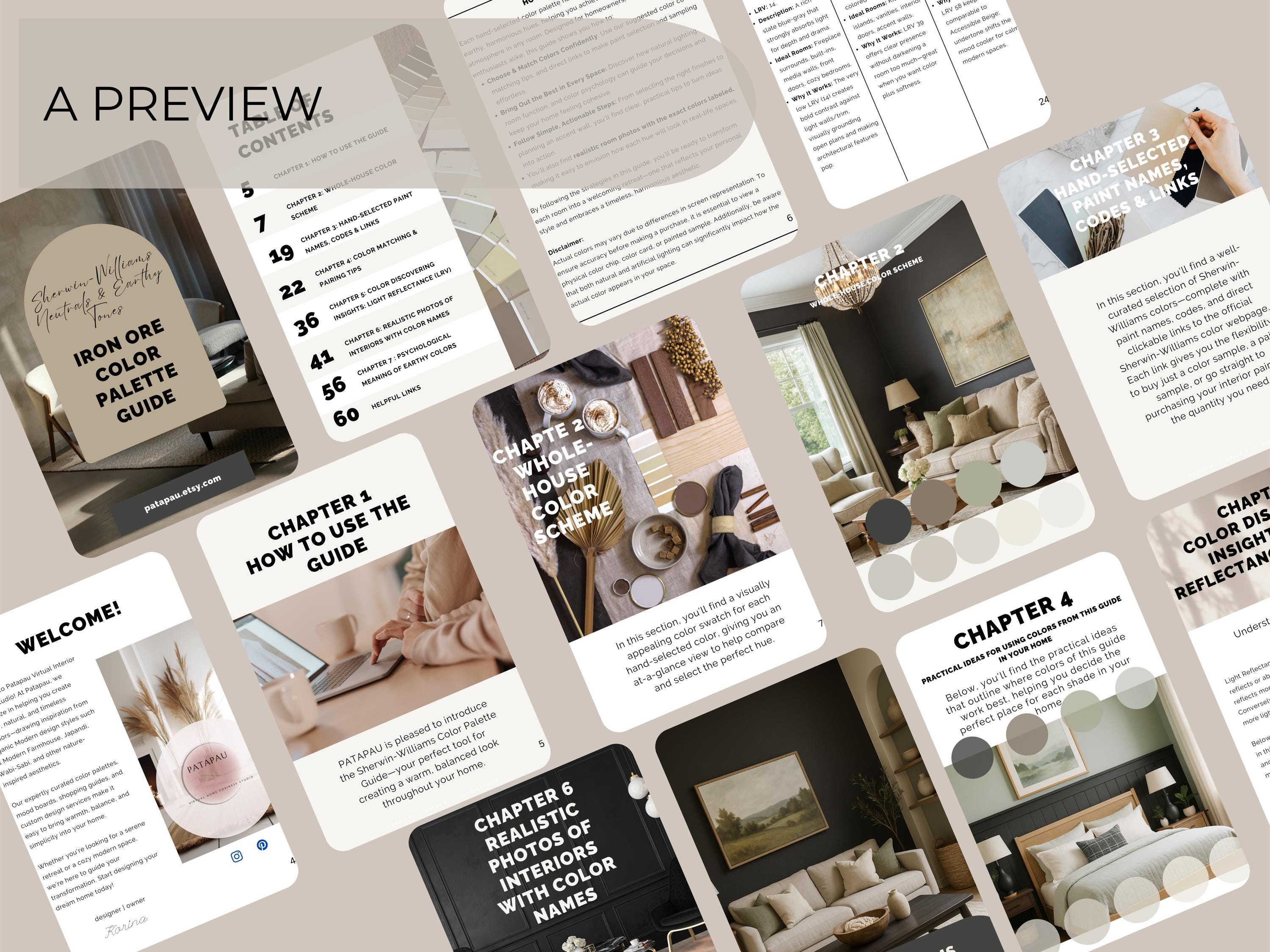 Sherwin Williams Iron Ore Coordinating Colors: Whole House Paint Palette | SW 7069 (Digital Download)