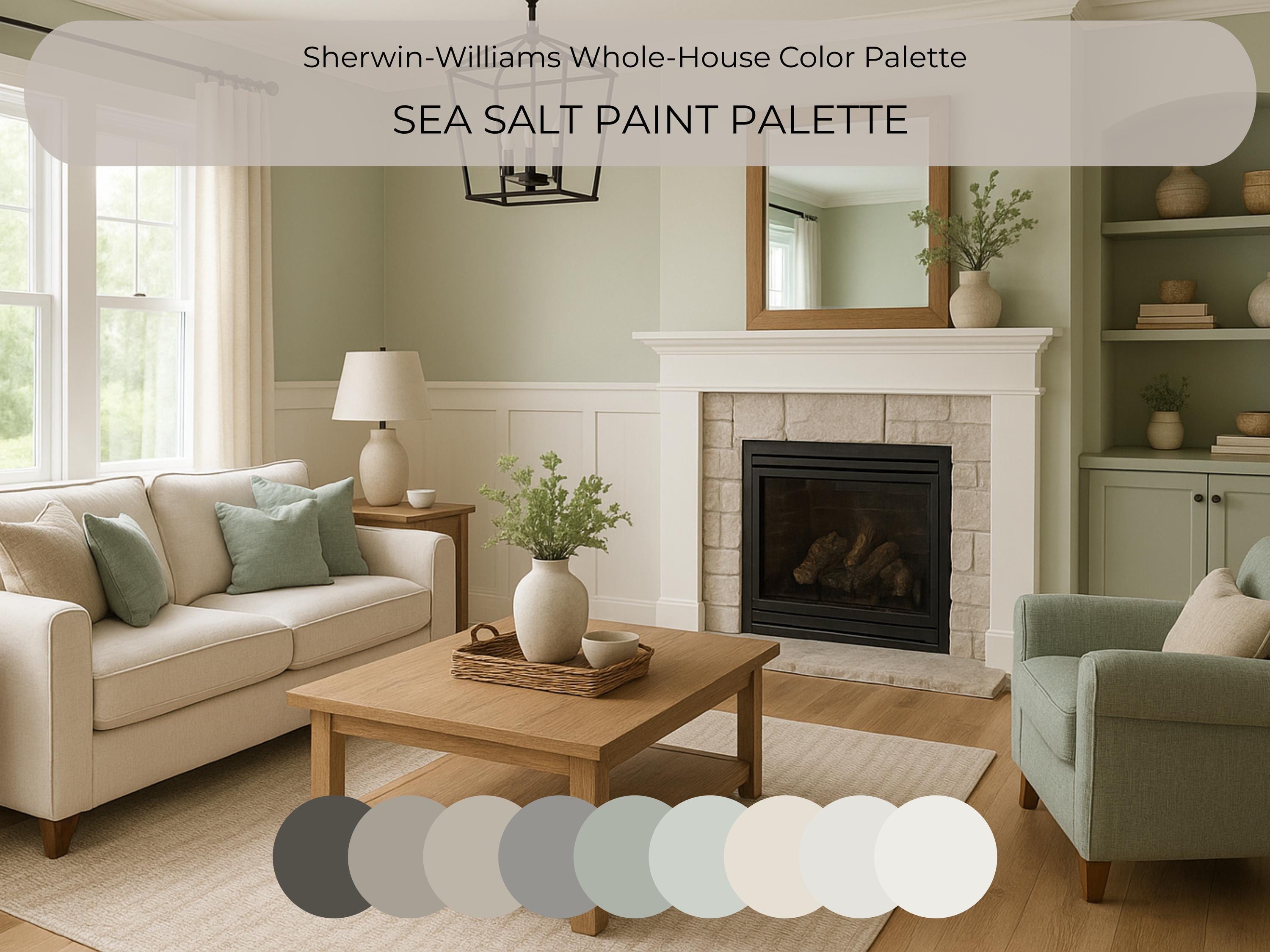 Sherwin Williams Sea Salt Coordinating Colors: Whole House Paint Palette | SW 6204 (Instant Download)
