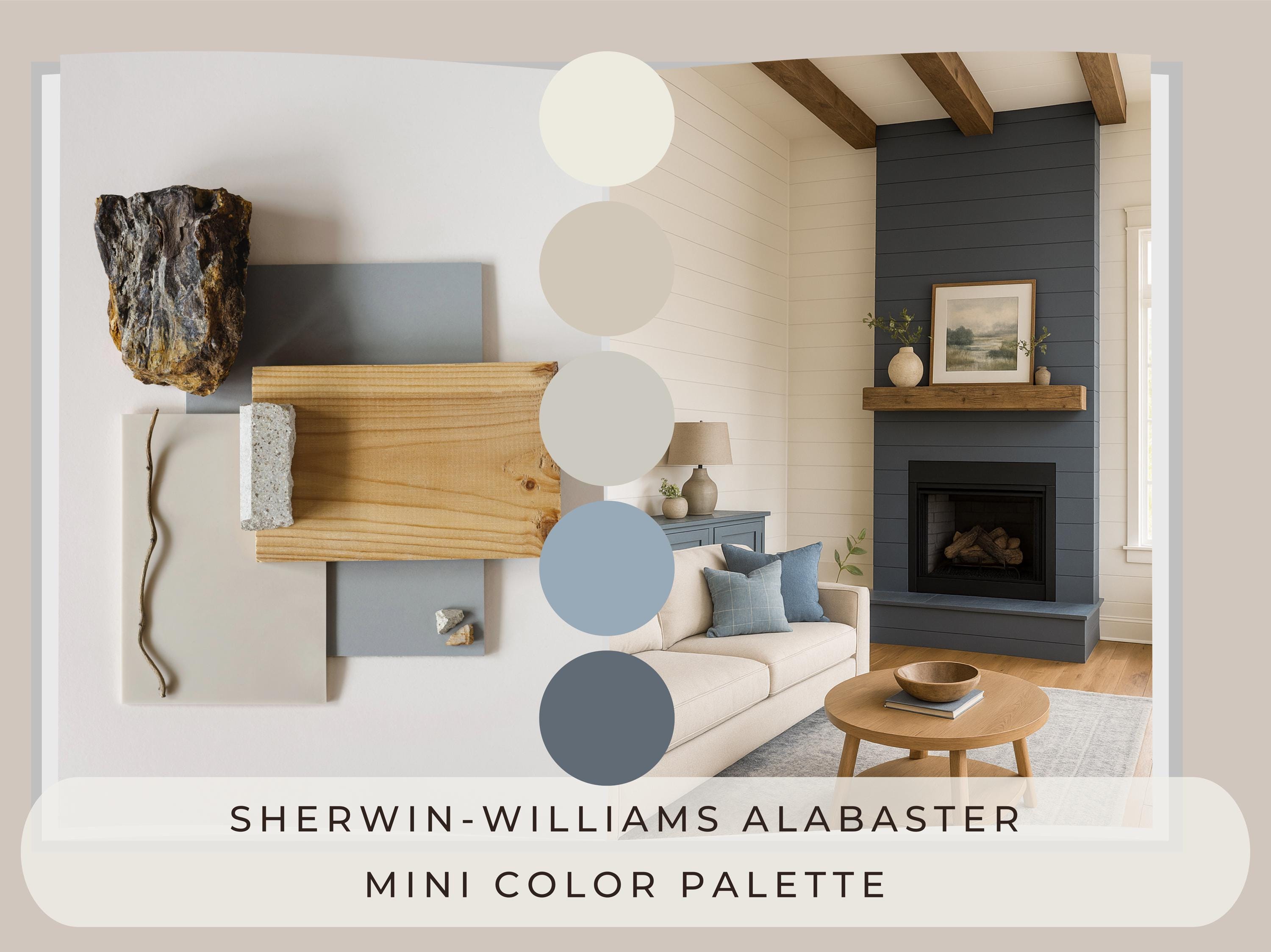 Sherwin Williams Alabaster Coordinating Colors: Mini Whole Home Paint Palette | SW 7008 (Instant Download)