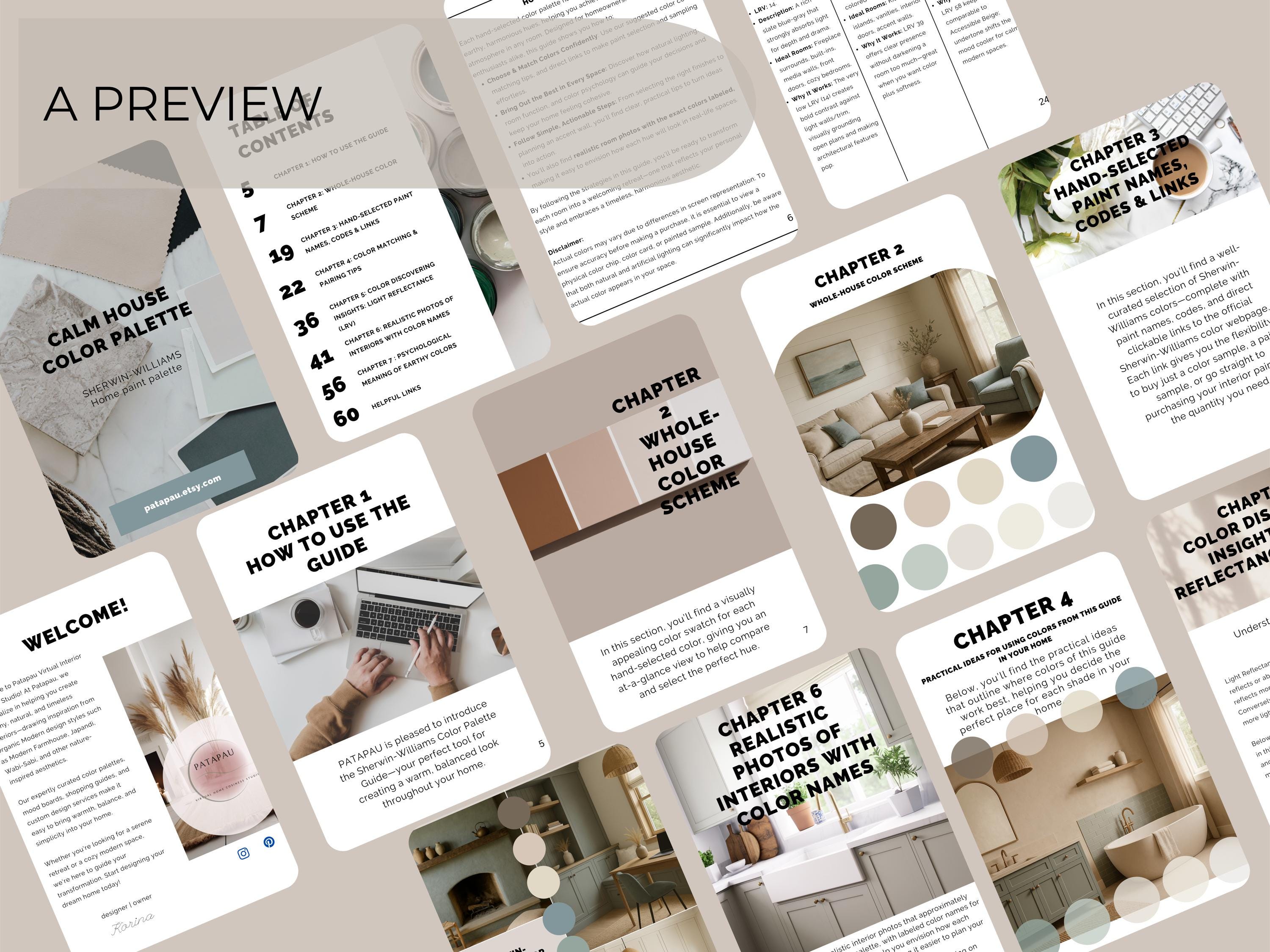 Sherwin Williams Calm Neutral Coordinating Colors: Whole House Paint Palette (Instant Download)