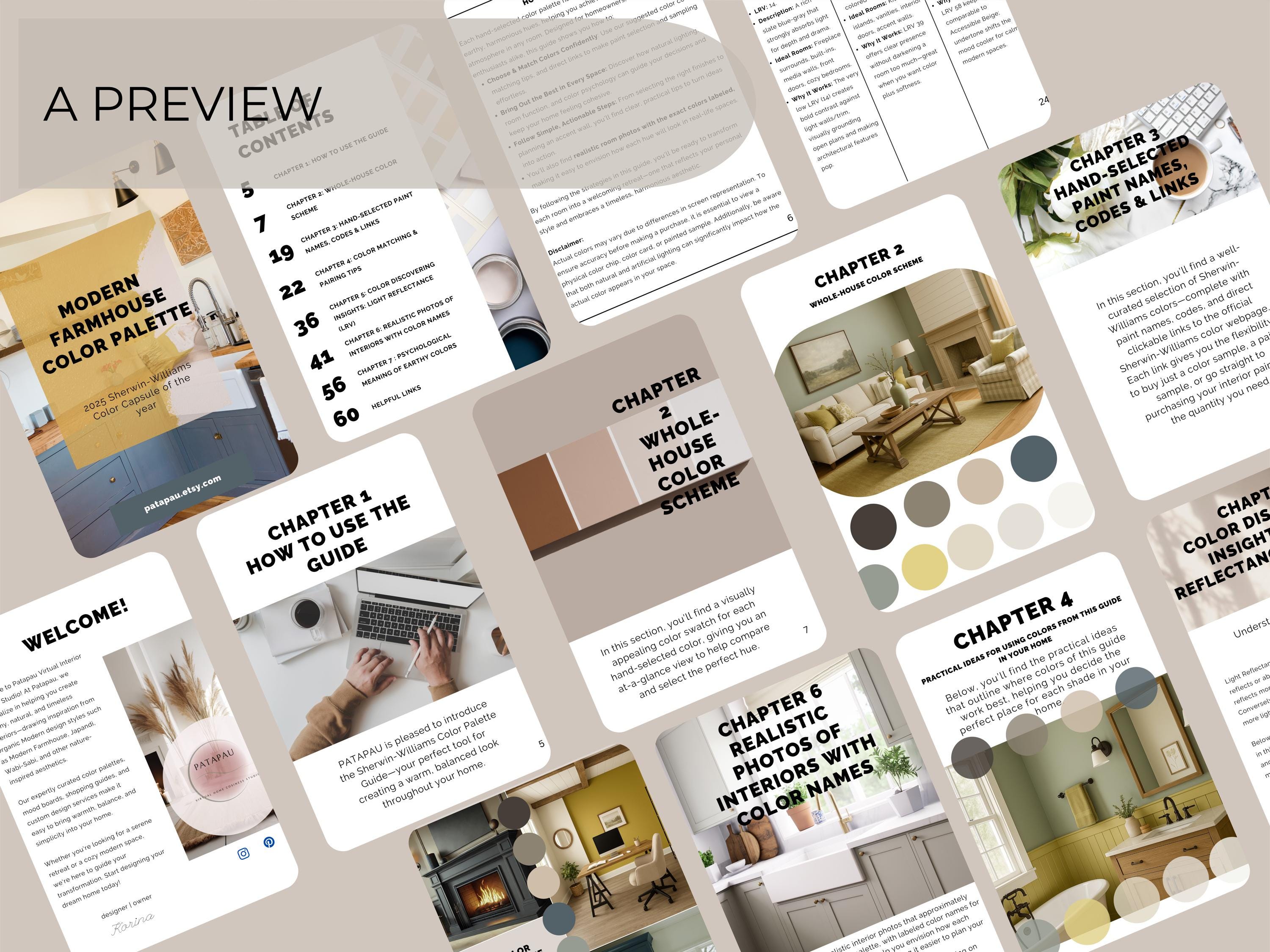 Sherwin Williams Modern Farmhouse Coordinating Colors: 2025 Whole Home Paint Palette (Instant Download)