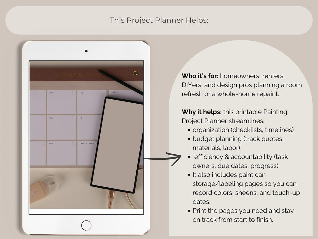 Painting Project Planner: Budget, Timeline, Checklists (Instant Download)