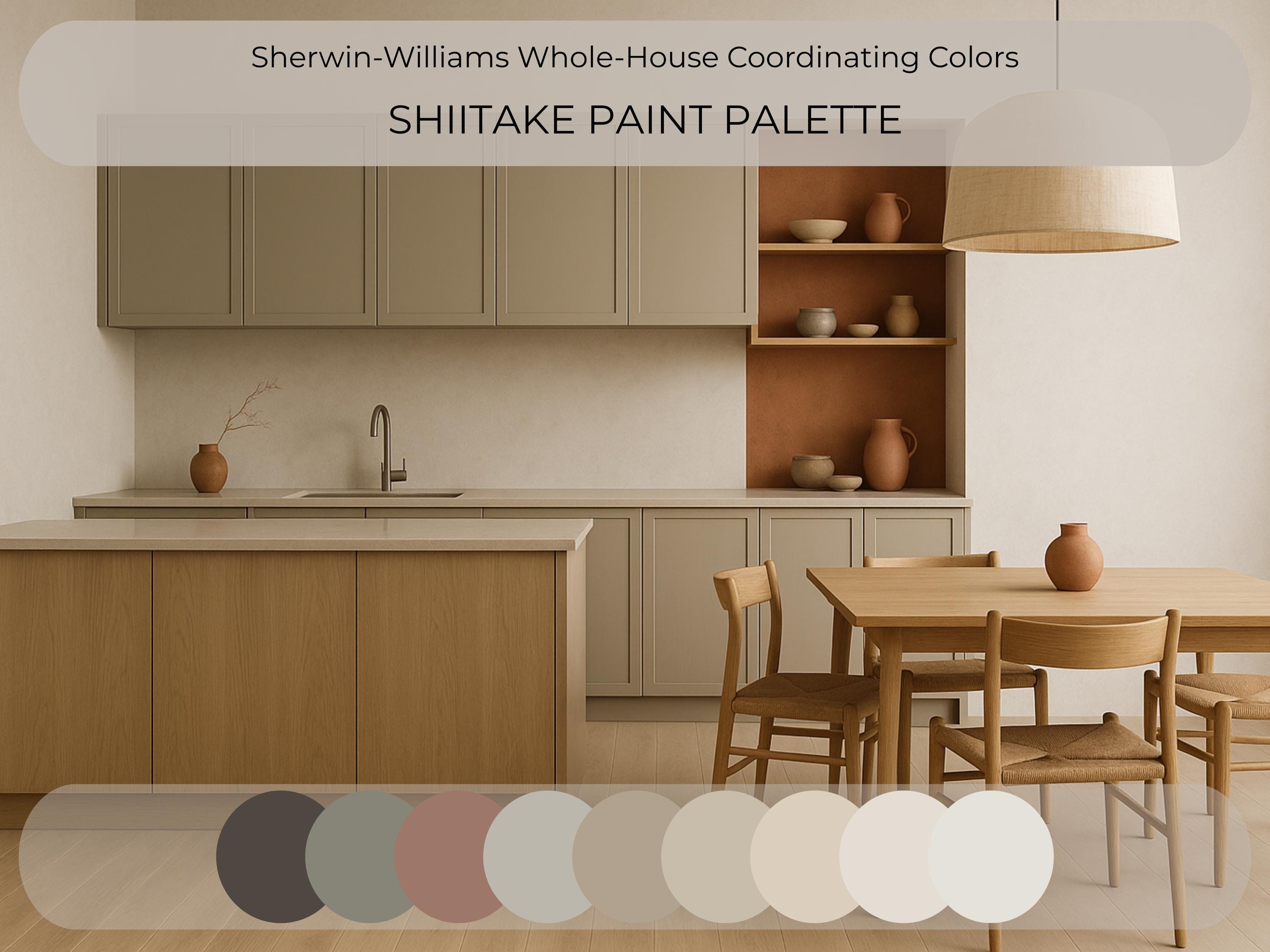 Sherwin Williams Shiitake Coordinating Colors: Japandi Paint Palette Guide | SW 9173 (Instant Download)