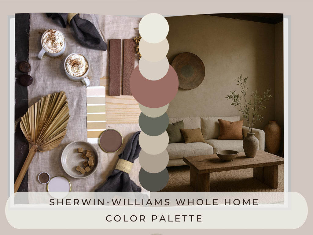 Sherwin Williams Coordinating Colors For Wabi Sabi & Japandi Interiors: Whole House Paint Palette Guide (Instant Download)