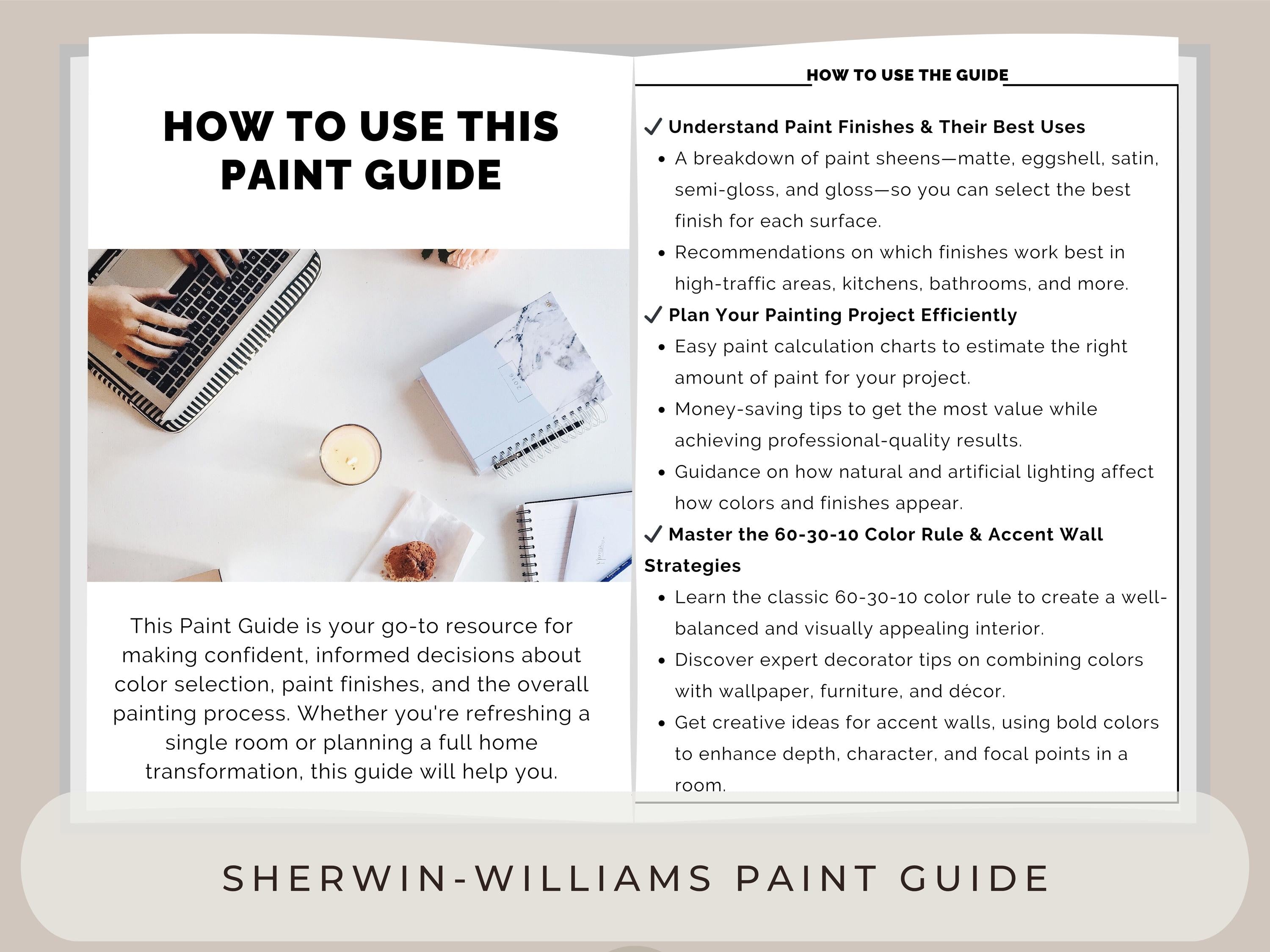 Sherwin Williams Paint Color & Sheen Guide (Instant Download)