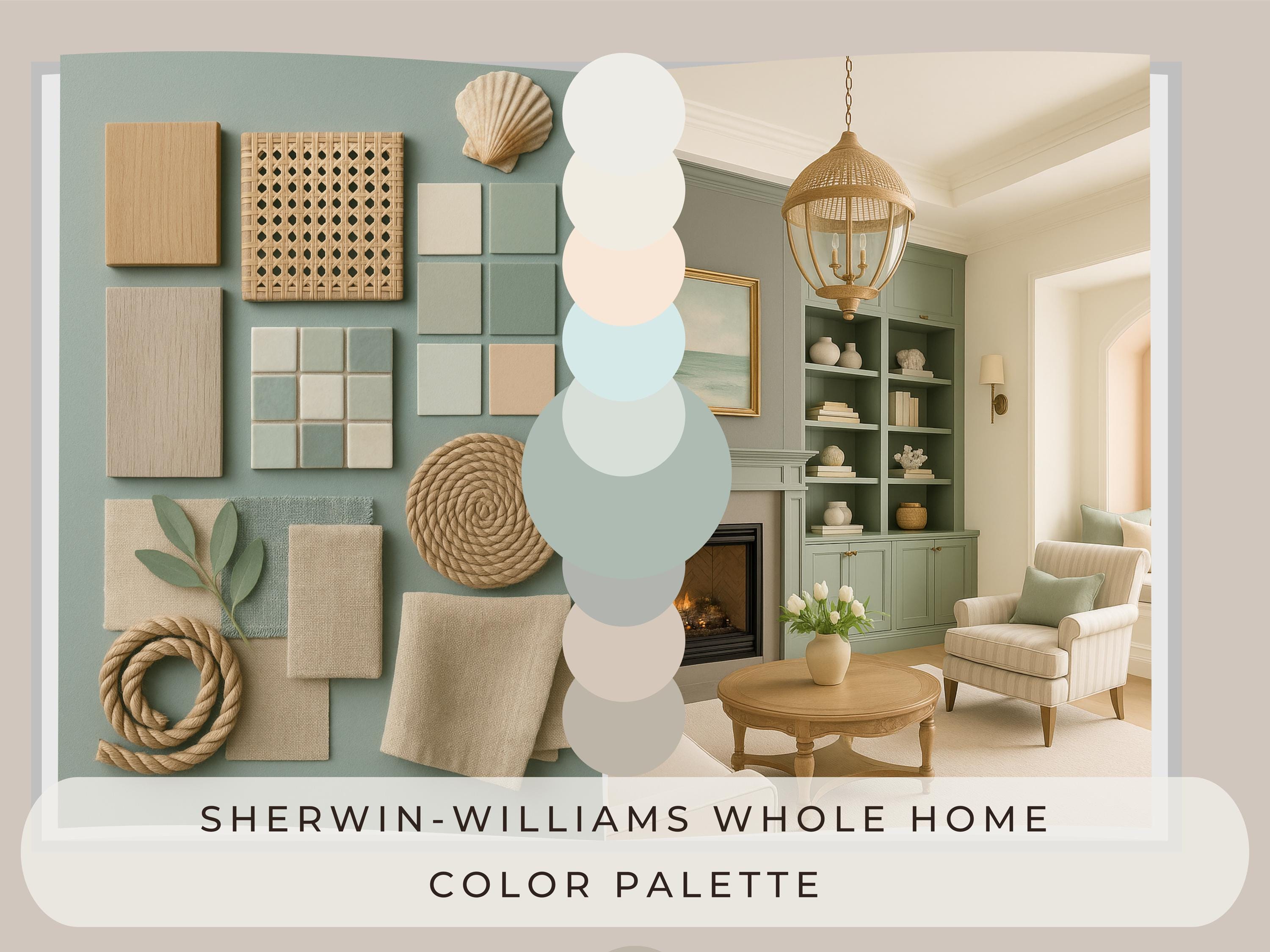 Sherwin Williams Quietude Coordinating Colors: Whole House Paint Palette | SW 6212 (Digital Download)