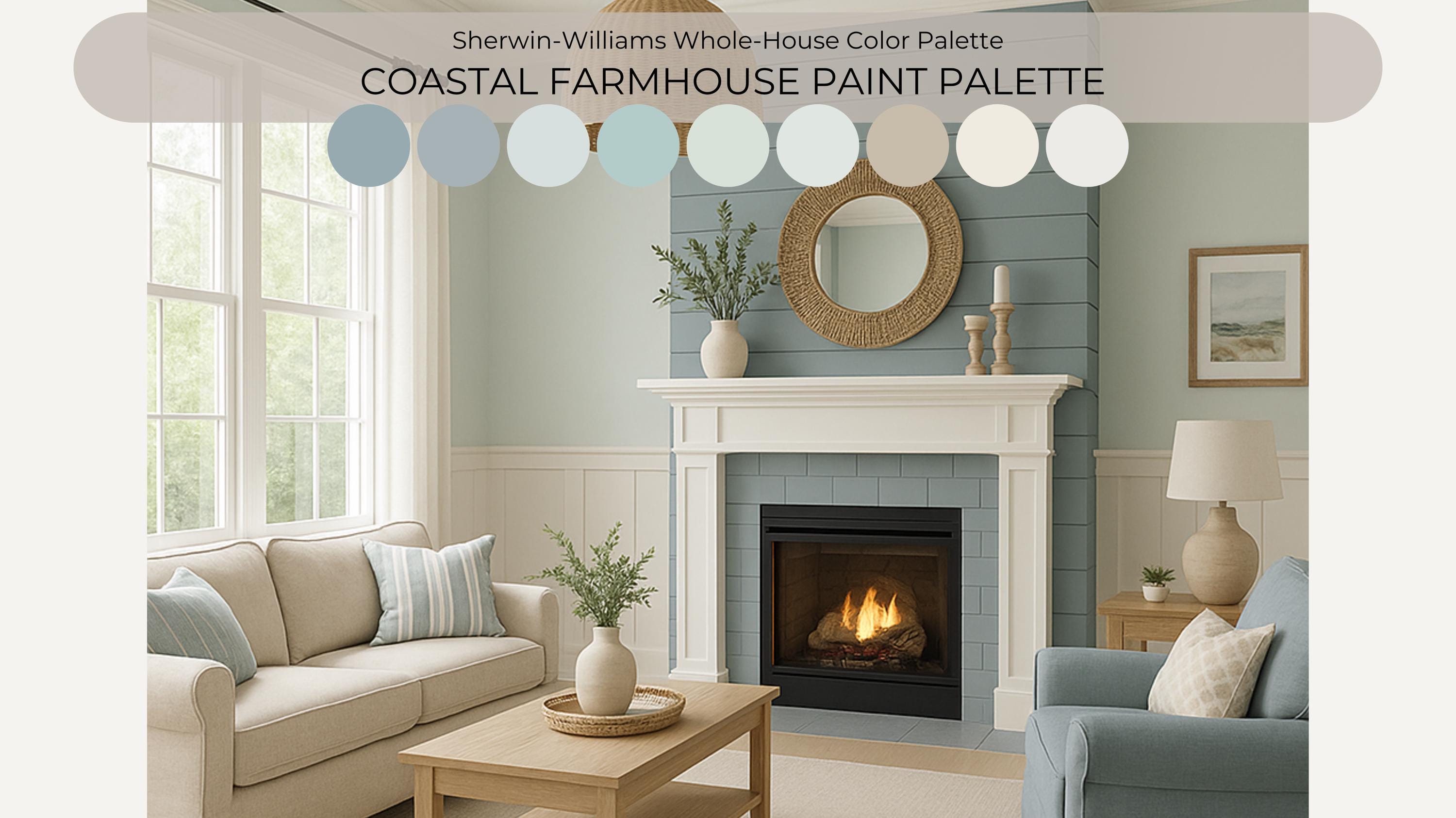 Sherwin Williams Shell White Coordinating Colors: Coastal Farmhouse Paint Palette (Instant Download)