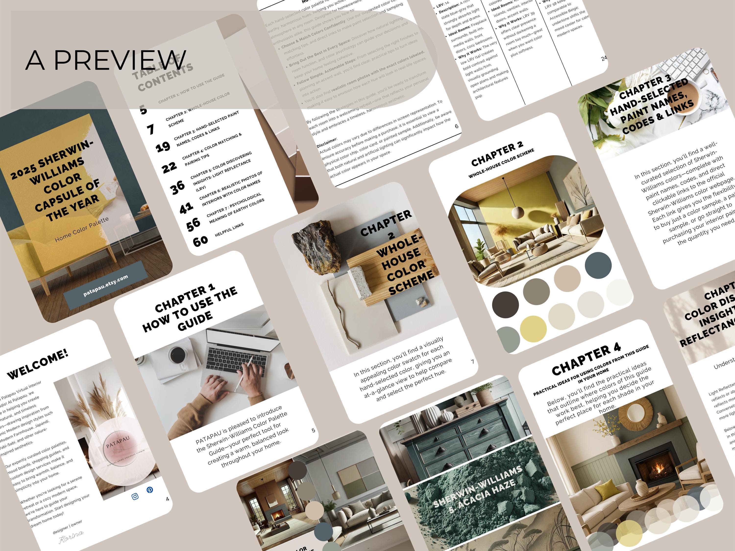 Sherwin Williams Acacia Haze Coordinating Colors: Whole House Paint Palette | SW 9132 (Digital Download)