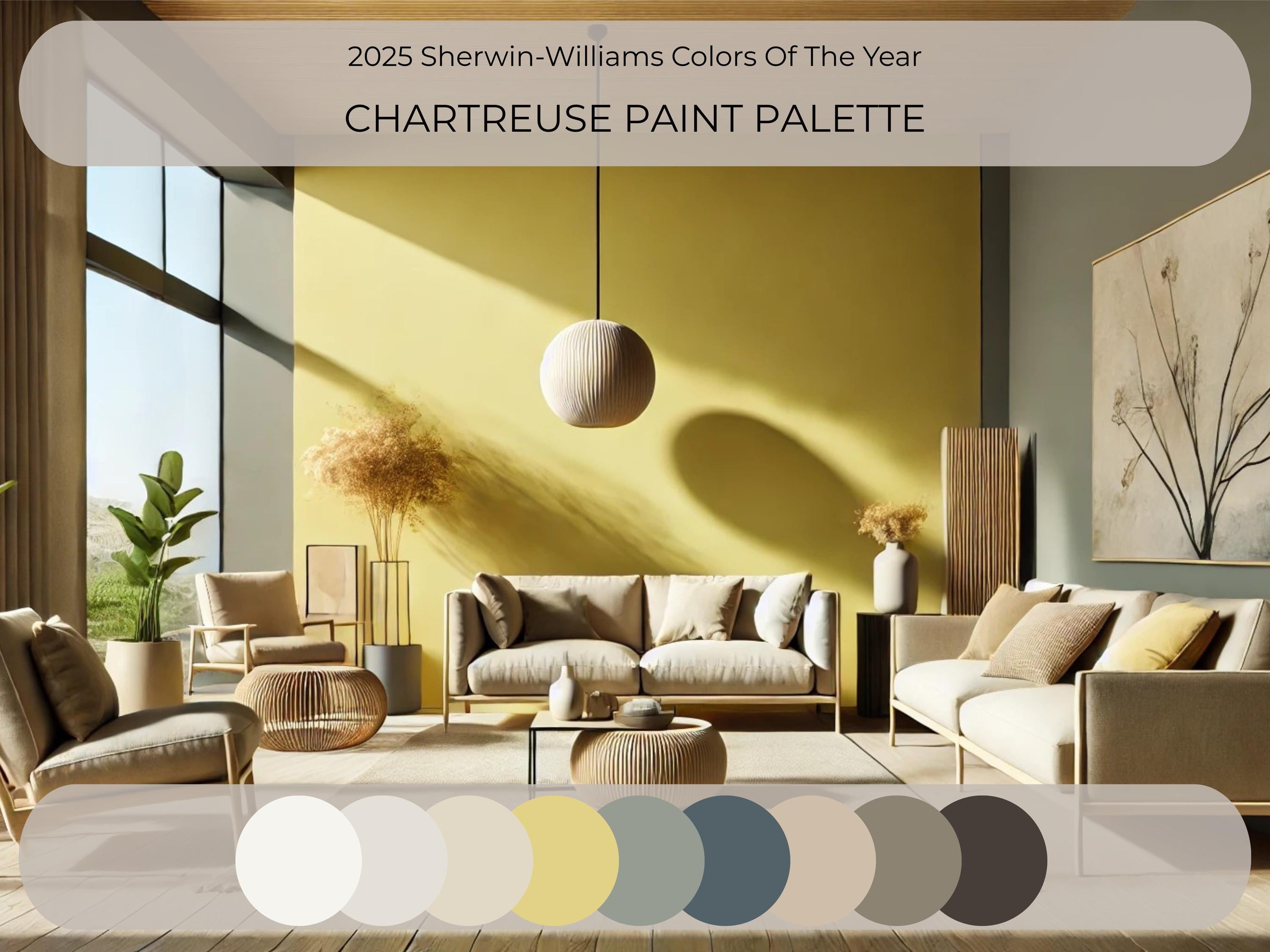 2025 Sherwin Williams Chartreuse Coordinating Colors: Whole Home Paint Palette | SW 0073 (Digital Download)