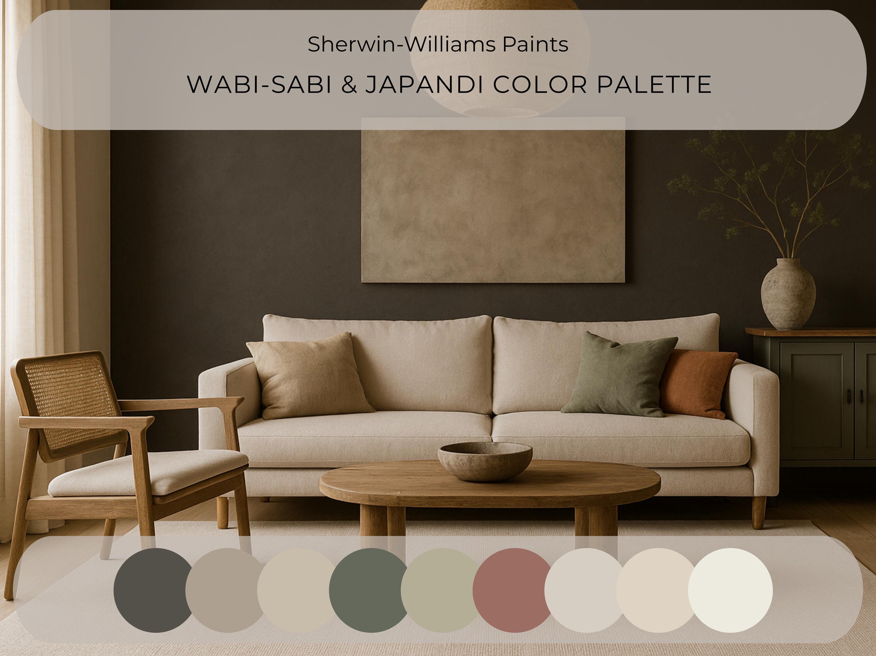 Sherwin Williams Coordinating Colors For Wabi Sabi & Japandi Interiors: Whole House Paint Palette Guide (Instant Download)