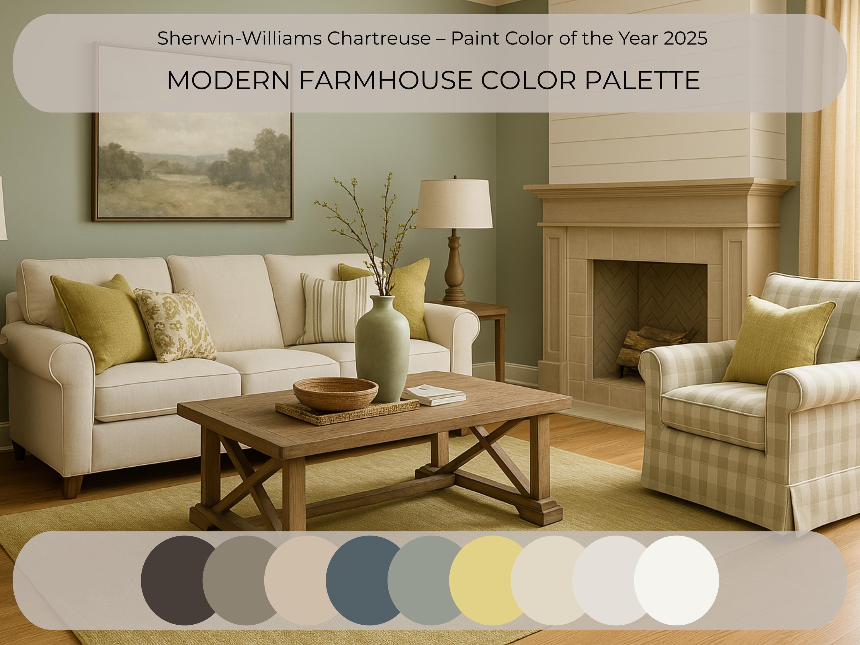 Sherwin Williams Modern Farmhouse Coordinating Colors: 2025 Whole Home Paint Palette (Instant Download)