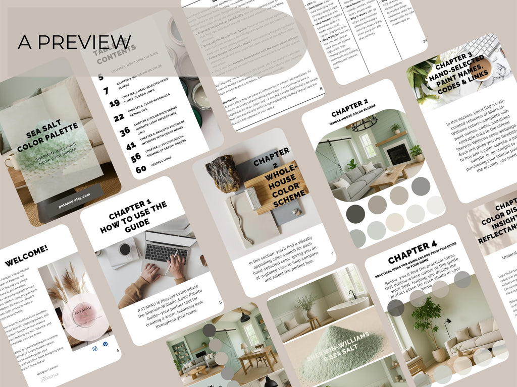 Sherwin Williams Sea Salt Coordinating Colors: Whole House Paint Palette | SW 6204 (Instant Download)