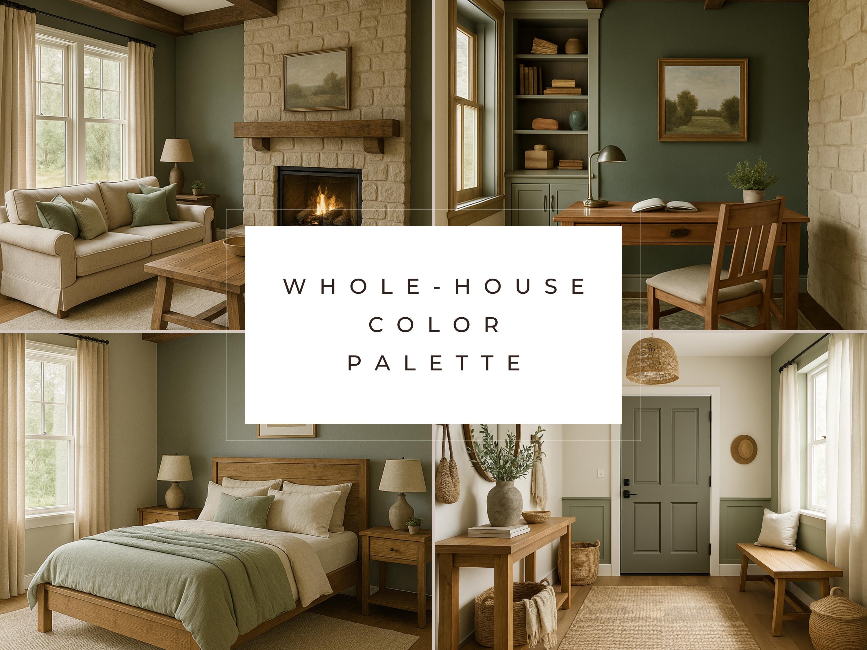 Sherwin Williams Evergreen Fog Coordinating Colors: Modern Rustic Paint Palette | SW 9130 (Instant Download)