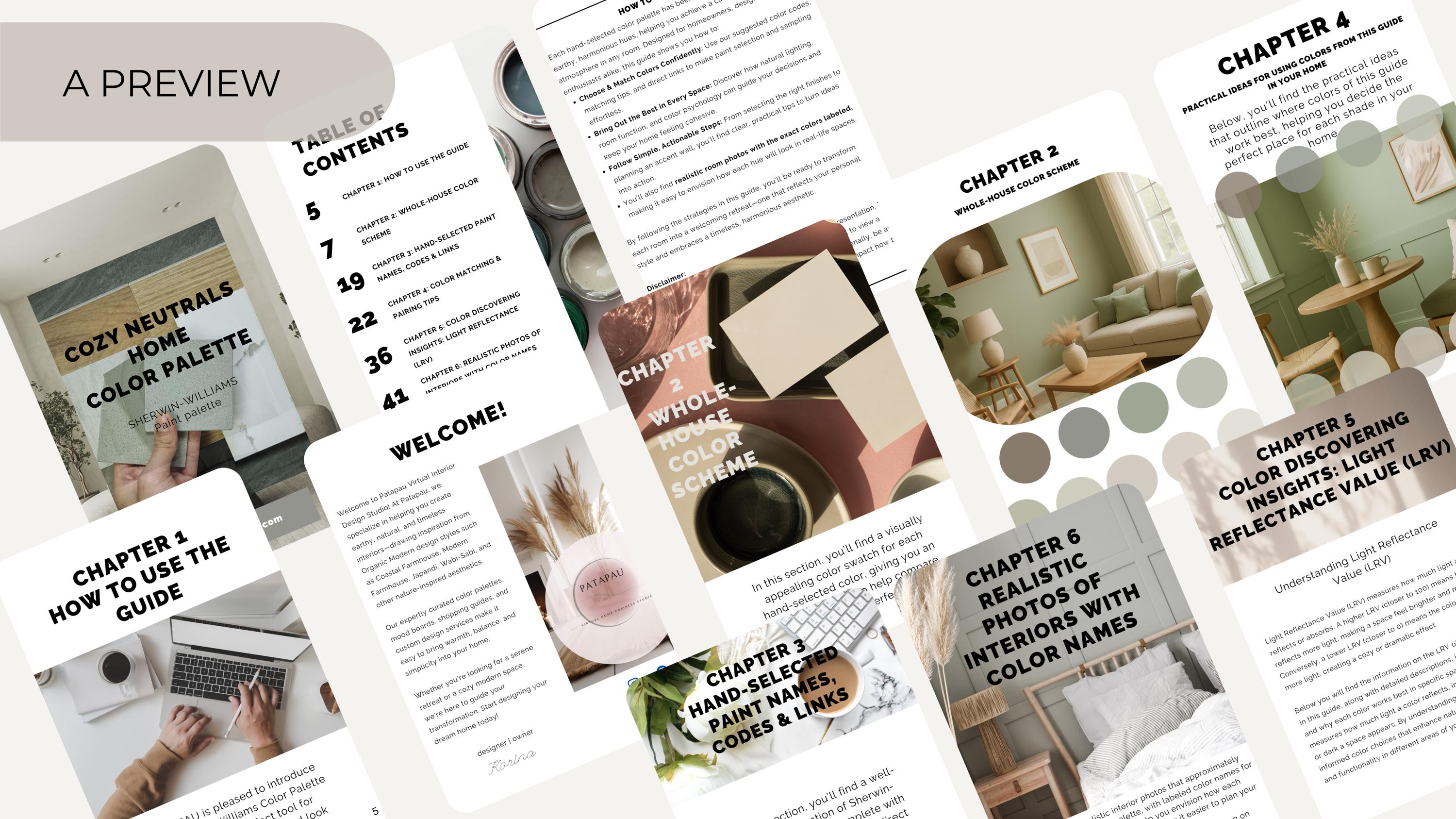 Sherwin Williams Cozy Neutrals Coordinating Colors: Whole House Paint Palette (Instant Download)