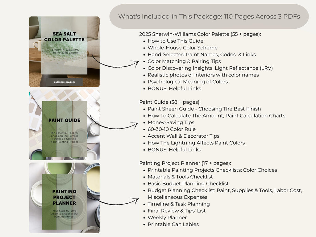 Sherwin Williams Sea Salt Coordinating Colors: Whole House Paint Palette | SW 6204 (Instant Download)