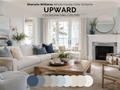 Living room with Sherwin-Williams Whole-House Color Scheme UPWARD coordinating colors displayed.