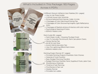 Product packaging with color palettes and paint guide on a white background