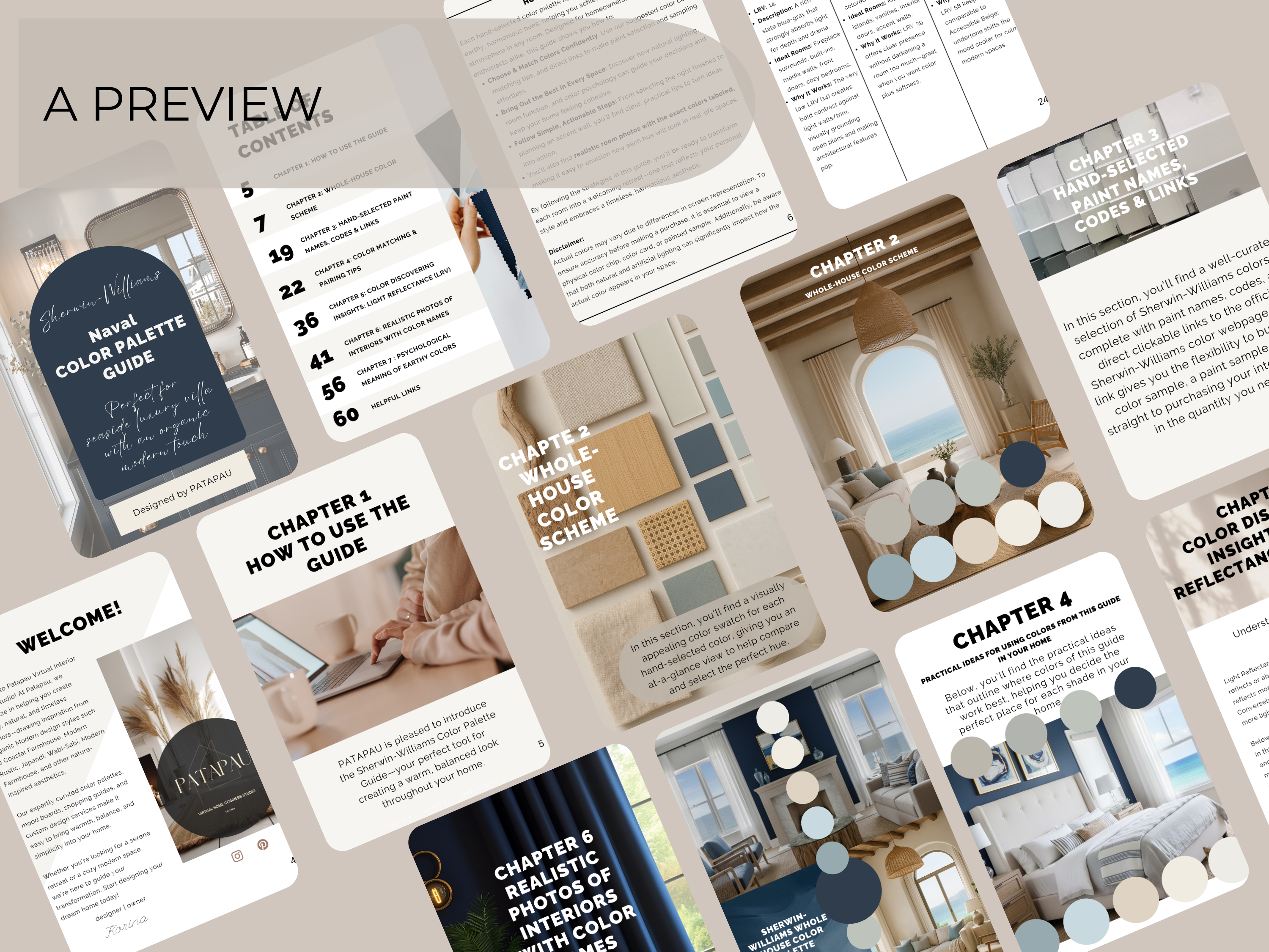 Sherwin Williams Naval Coordinating Colors: Whole House Paint Palette | SW 6244 (Instant Download)
