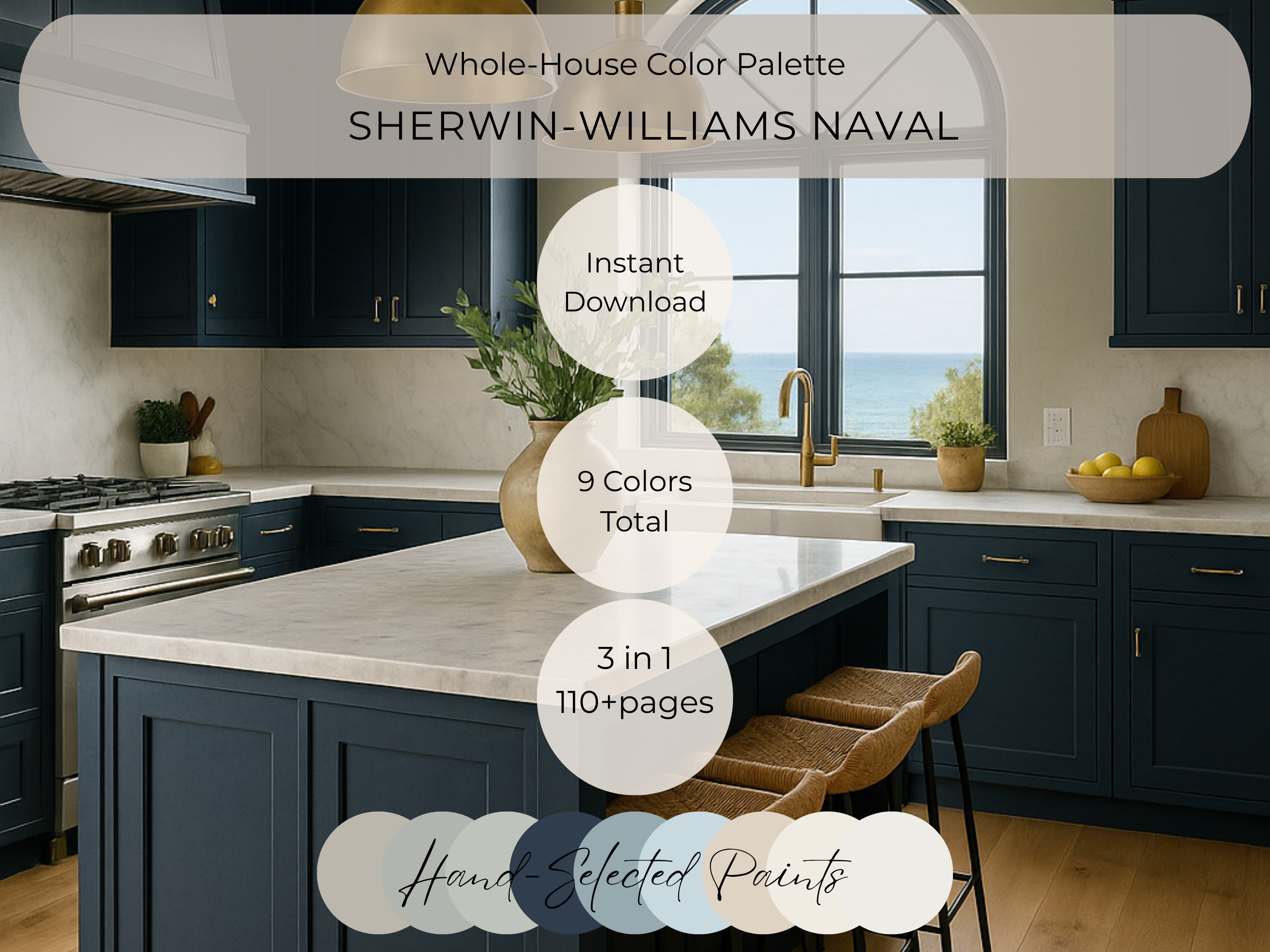 Sherwin Williams Naval Coordinating Colors: Whole House Paint Palette | SW 6244 (Instant Download)