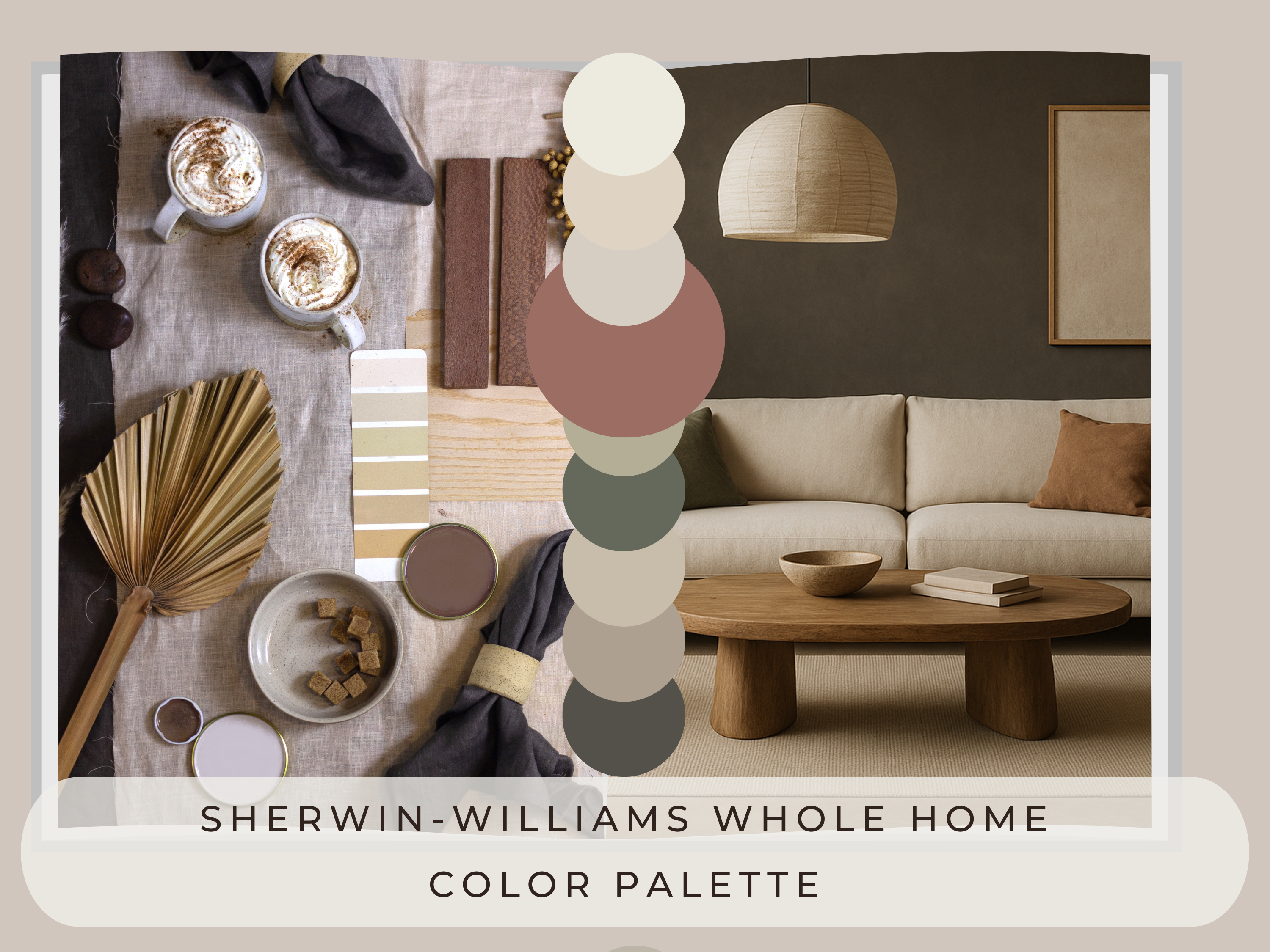 Living room with Sherwin-Williams color palette displayed
