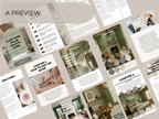 Collage of interior design guide pages with text and images on a beige background