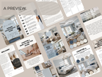 Collage of interior design guide pages with text and color swatches.