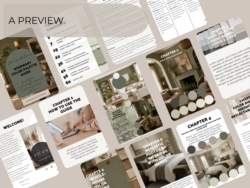 Sherwin Williams Rosemary Coordinating Colors: Whole House Paint Palette | SW 6187 (Instant Download)