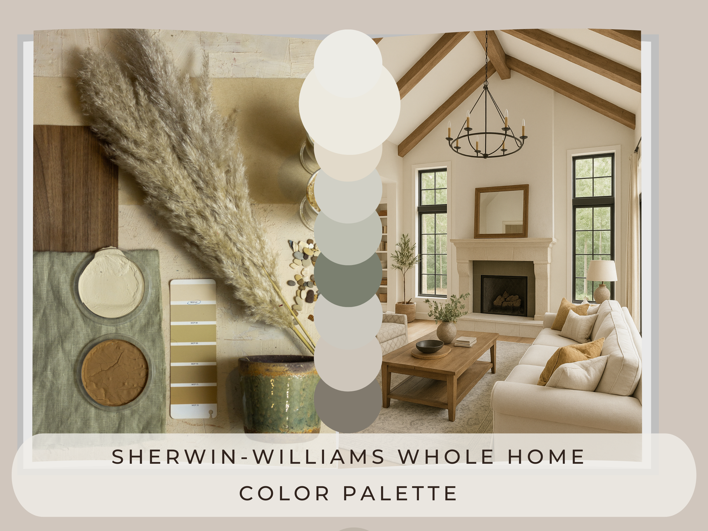 Sherwin Williams Alabaster Coordinating Colors: Whole House Paint Palette | SW 7008 (Instant Download)