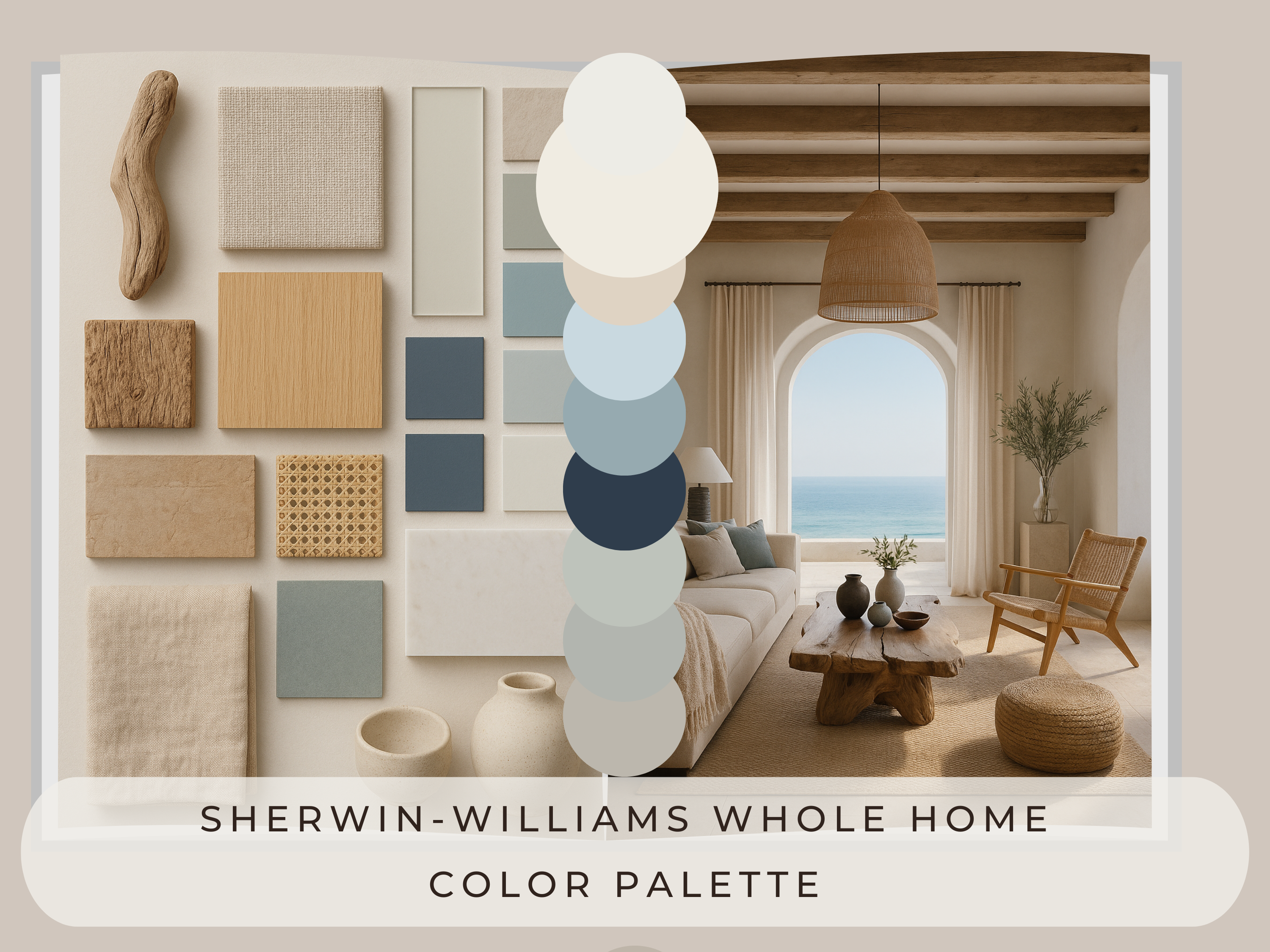 Sherwin Williams Greek Villa Coordinating Colors: Whole House Paint Palette | SW 7551 (Instant Download)