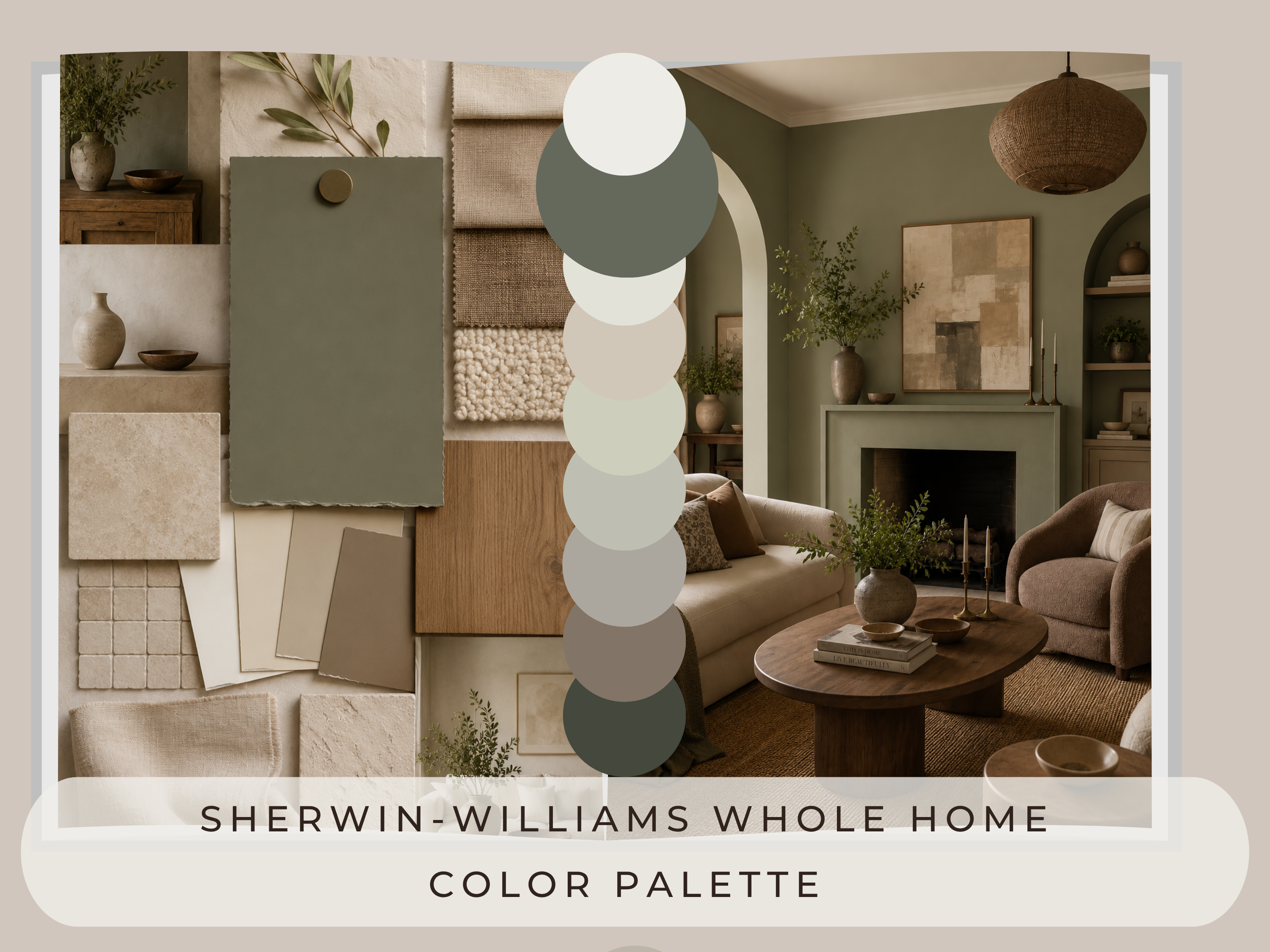 Sherwin Williams Rosemary Coordinating Colors: Whole House Paint Palette | SW 6187 (Instant Download)