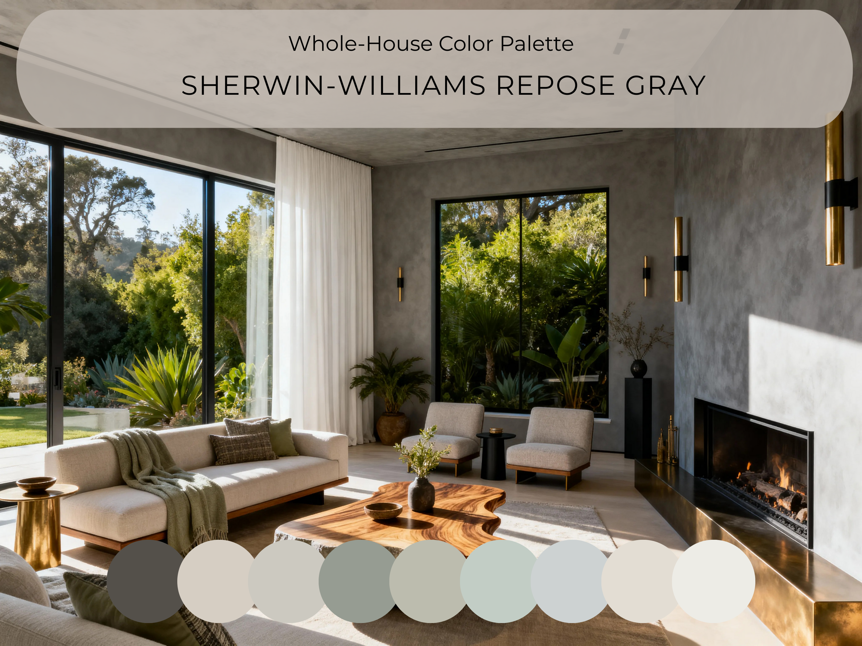 Sherwin Williams Repose Gray Coordinating Colors: Whole House Paint Palette | SW 7015 (Instant Download)