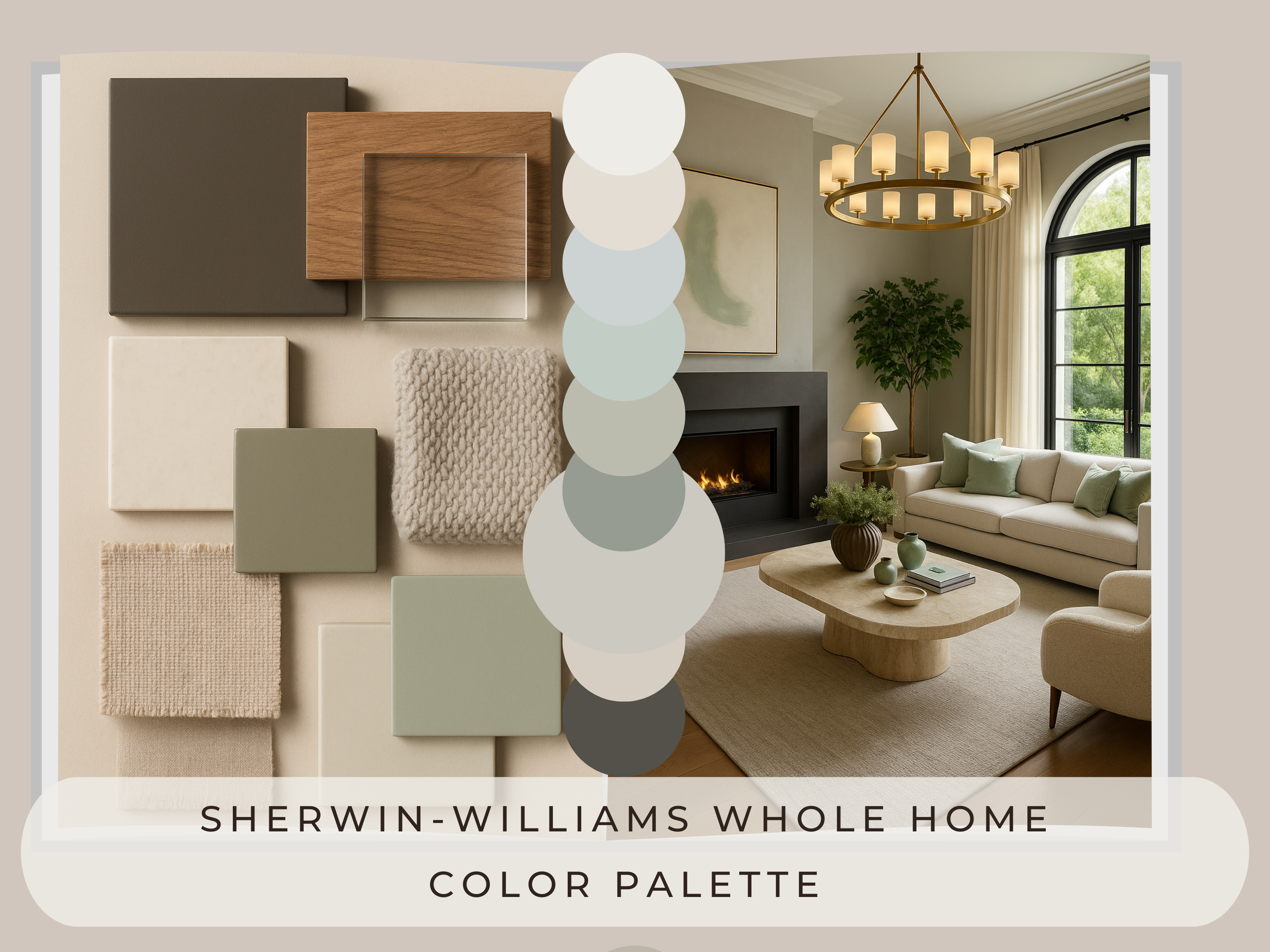 Sherwin Williams Repose Gray Coordinating Colors: Whole House Paint Palette | SW 7015 (Instant Download)