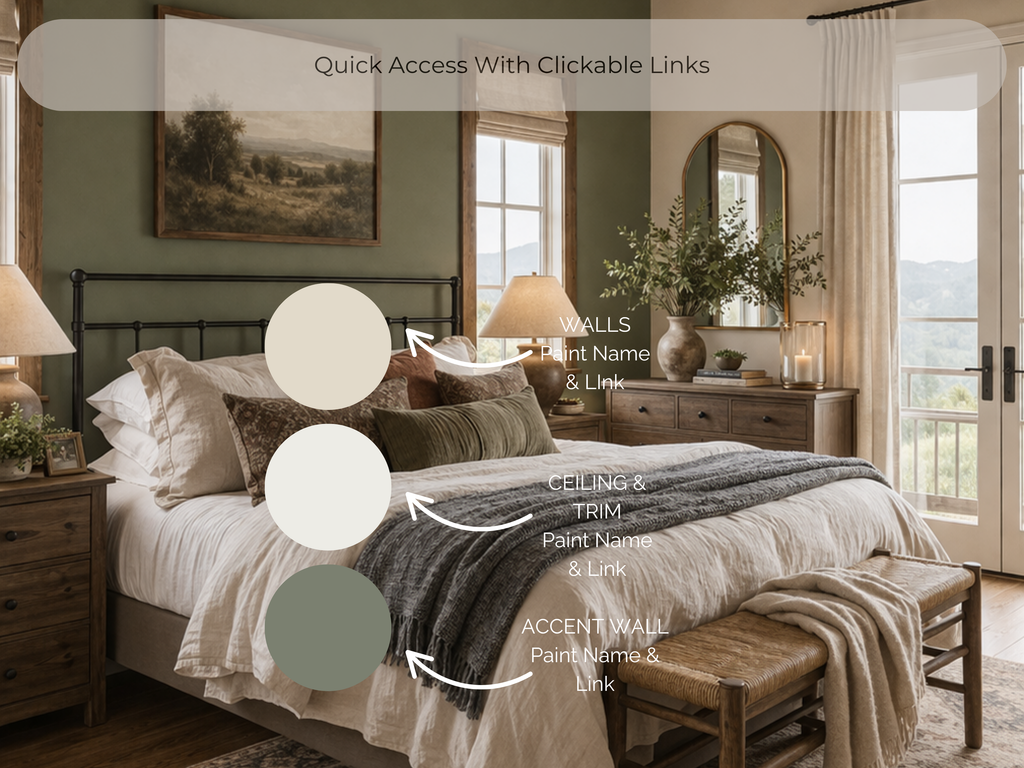 Bedroom with furniture and decor elements, including a bed, nightstands, and wall art.