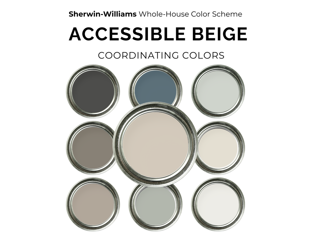 Sherwin-Williams accessible beige color swatches on a white background