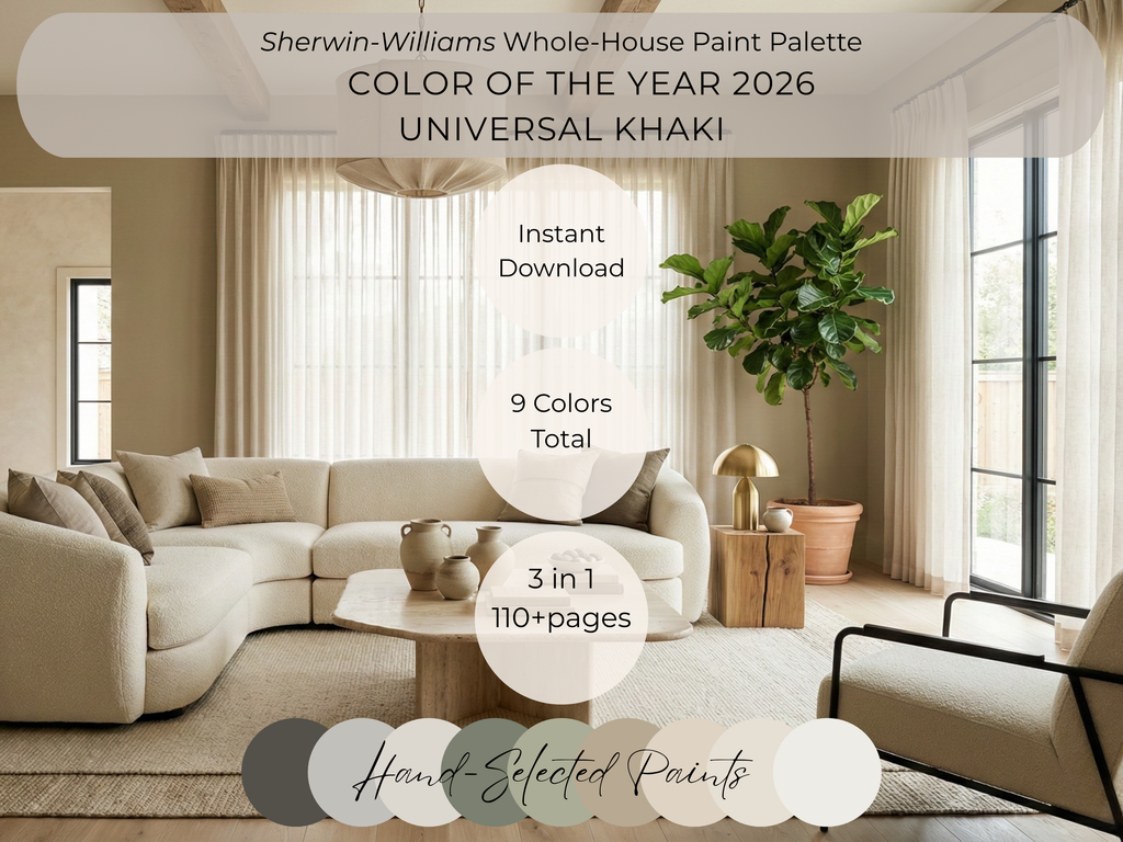 Sherwin Williams Color Of The Year 2026: Universal Khaki Coordinating Colors | SW 6150 (Instant Download)