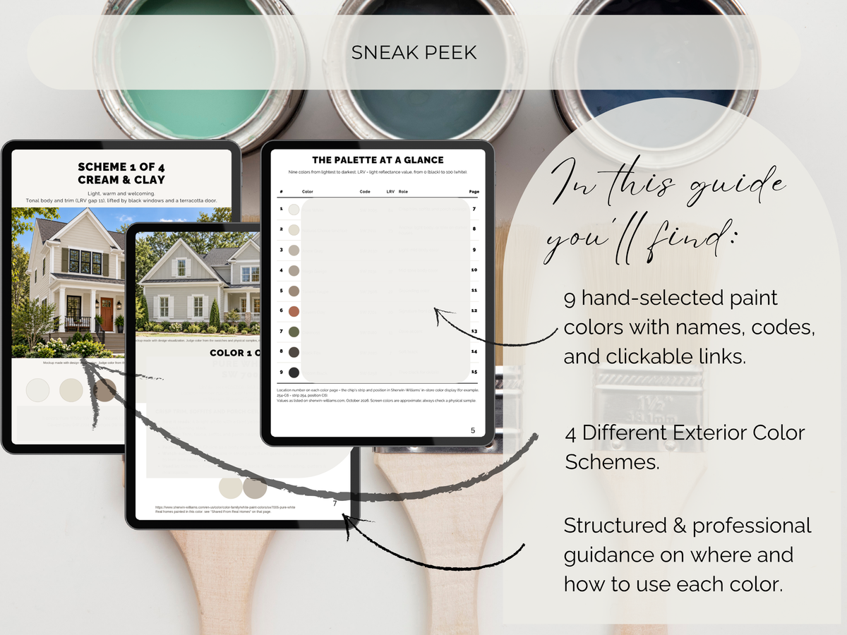 Sherwin Williams Exterior Paint Palette: 4 Warm Earthy Color Schemes, Natural Choice SW 7011 (Digital Download)