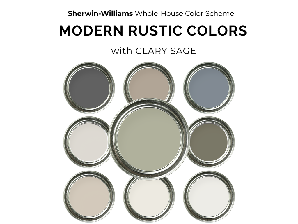 Sherwin-Williams paint color samples with Clary Sage on a white background