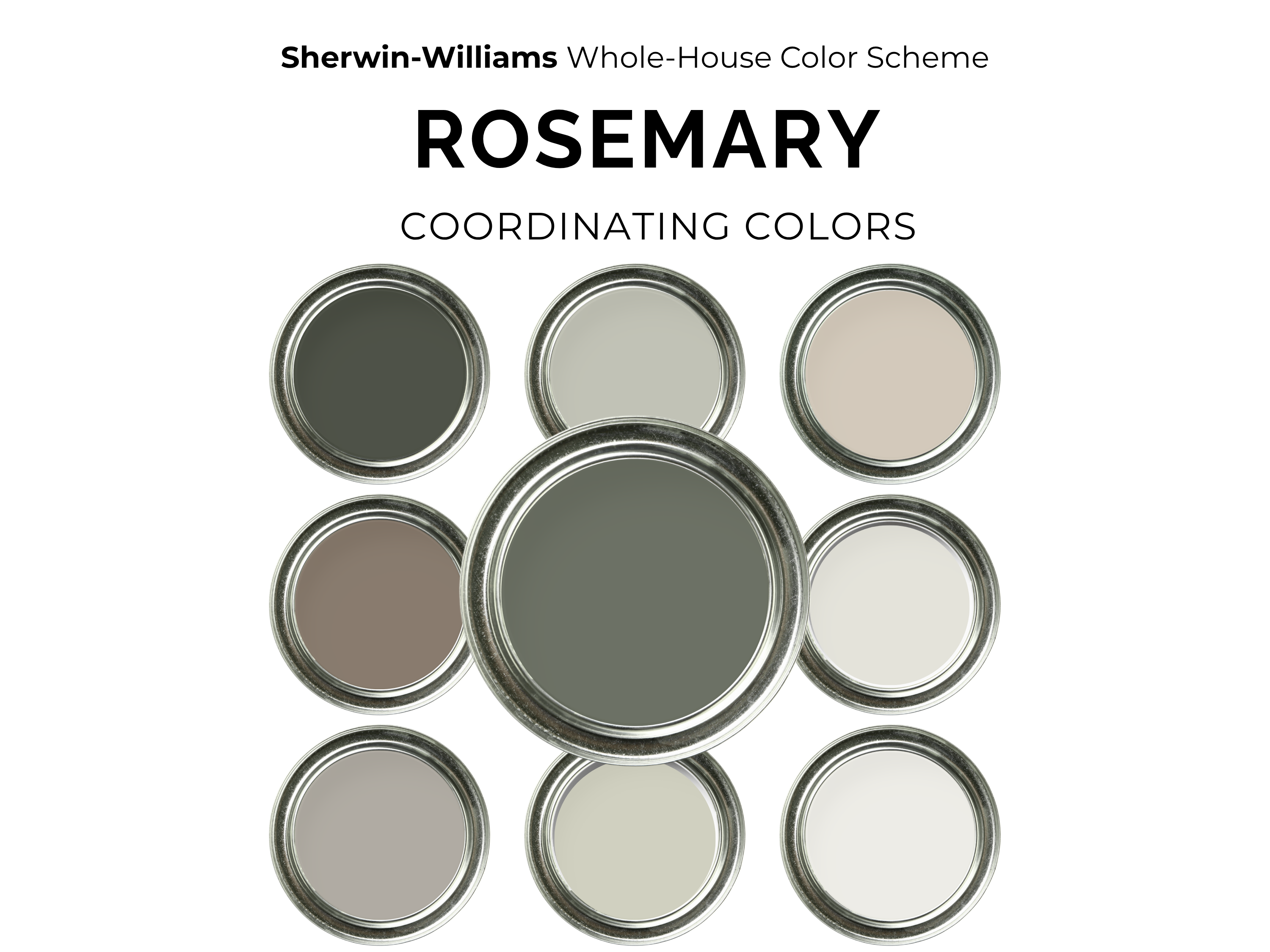 Sherwin Williams Rosemary Coordinating Colors: Whole House Paint Palette | SW 6187 (Instant Download)