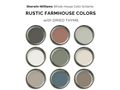 Sherwin-Williams Rustic Farmhouse color scheme with dried thyme on a white background
