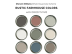 Sherwin-Williams Rustic Farmhouse color scheme with dried thyme on a white background