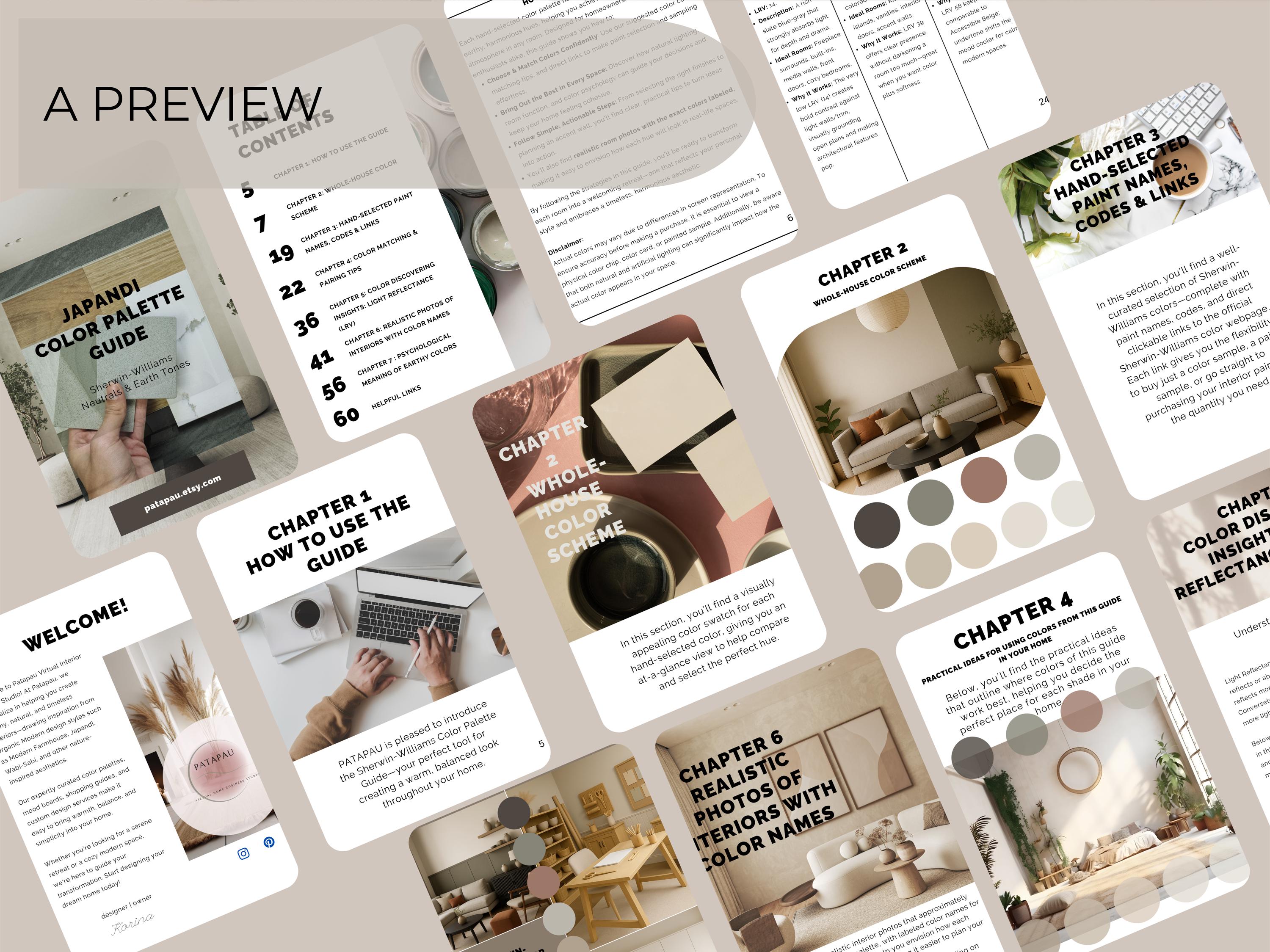 Sherwin Williams Japandi Coordinating Colors: Whole Home Paint Palette (Digital Download)