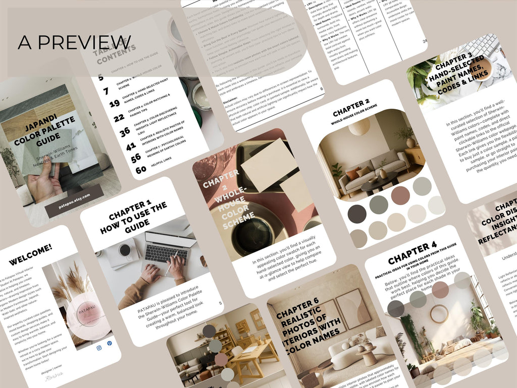 Sherwin Williams Shiitake Coordinating Colors: Japandi Paint Palette Guide | SW 9173 (Instant Download)