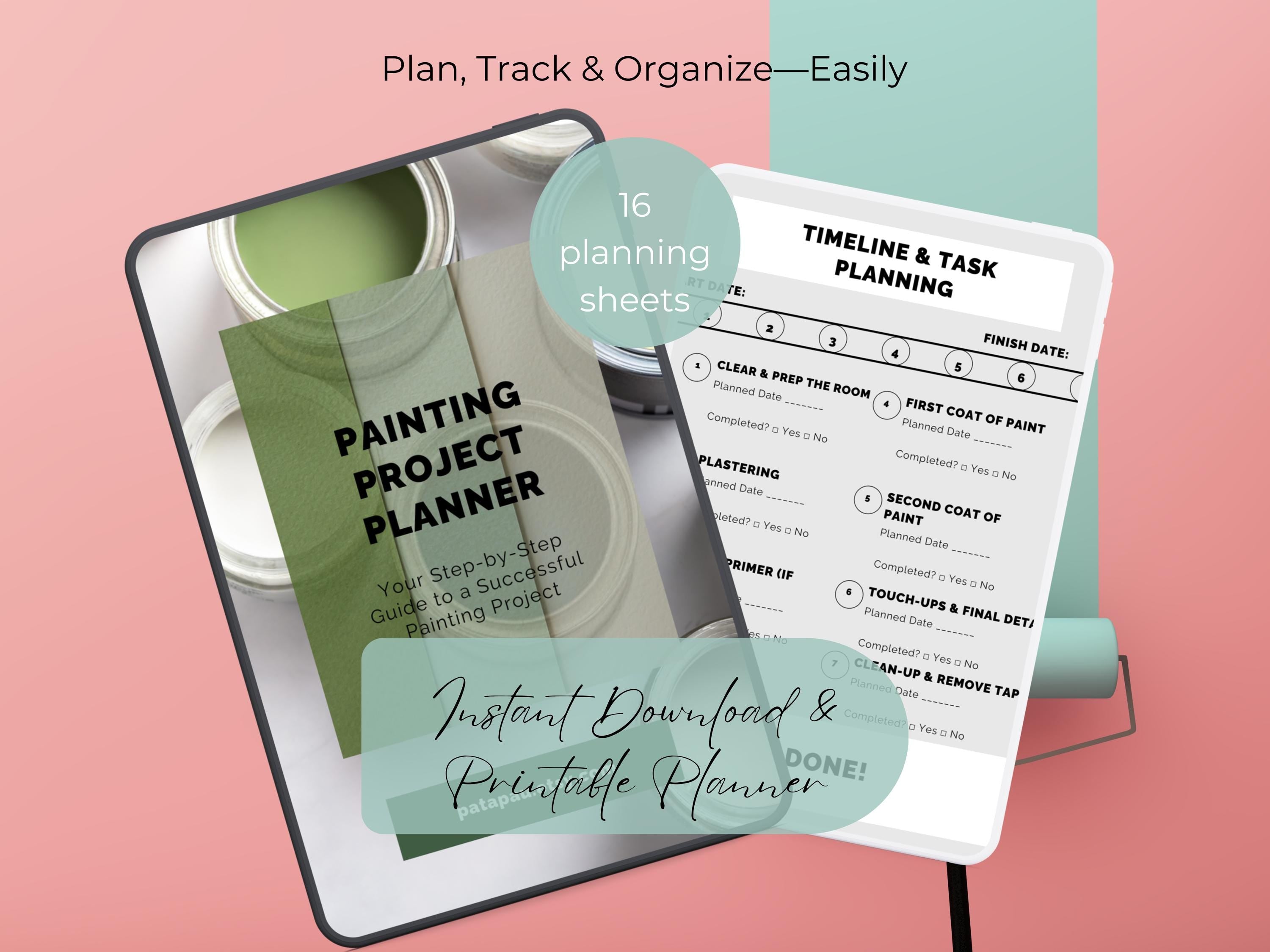 Painting Project Planner: Budget, Timeline, Checklists (Instant Download)