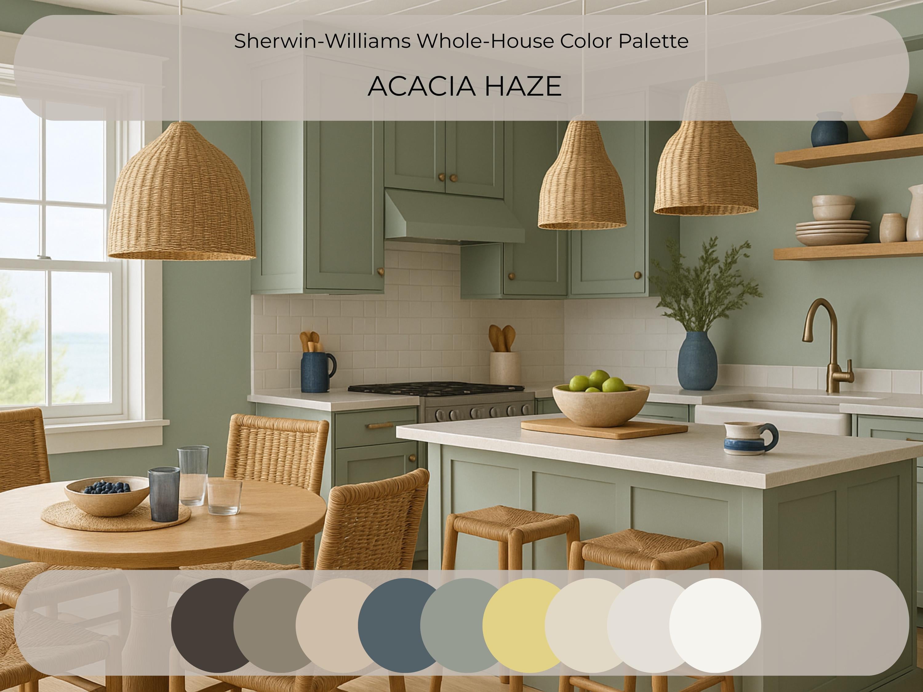 Sherwin Williams Acacia Haze Coordinating Colors: Whole House Paint Palette | SW 9132 (Digital Download)