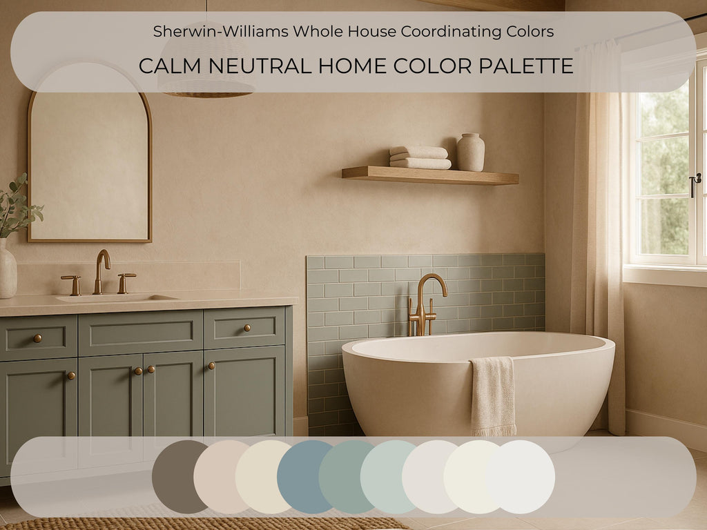Sherwin Williams Calm Neutral Coordinating Colors: Whole House Paint Palette (Instant Download)