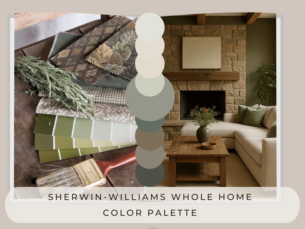 Sherwin Williams Evergreen Fog Coordinating Colors: Modern Rustic Paint Palette | SW 9130 (Instant Download)