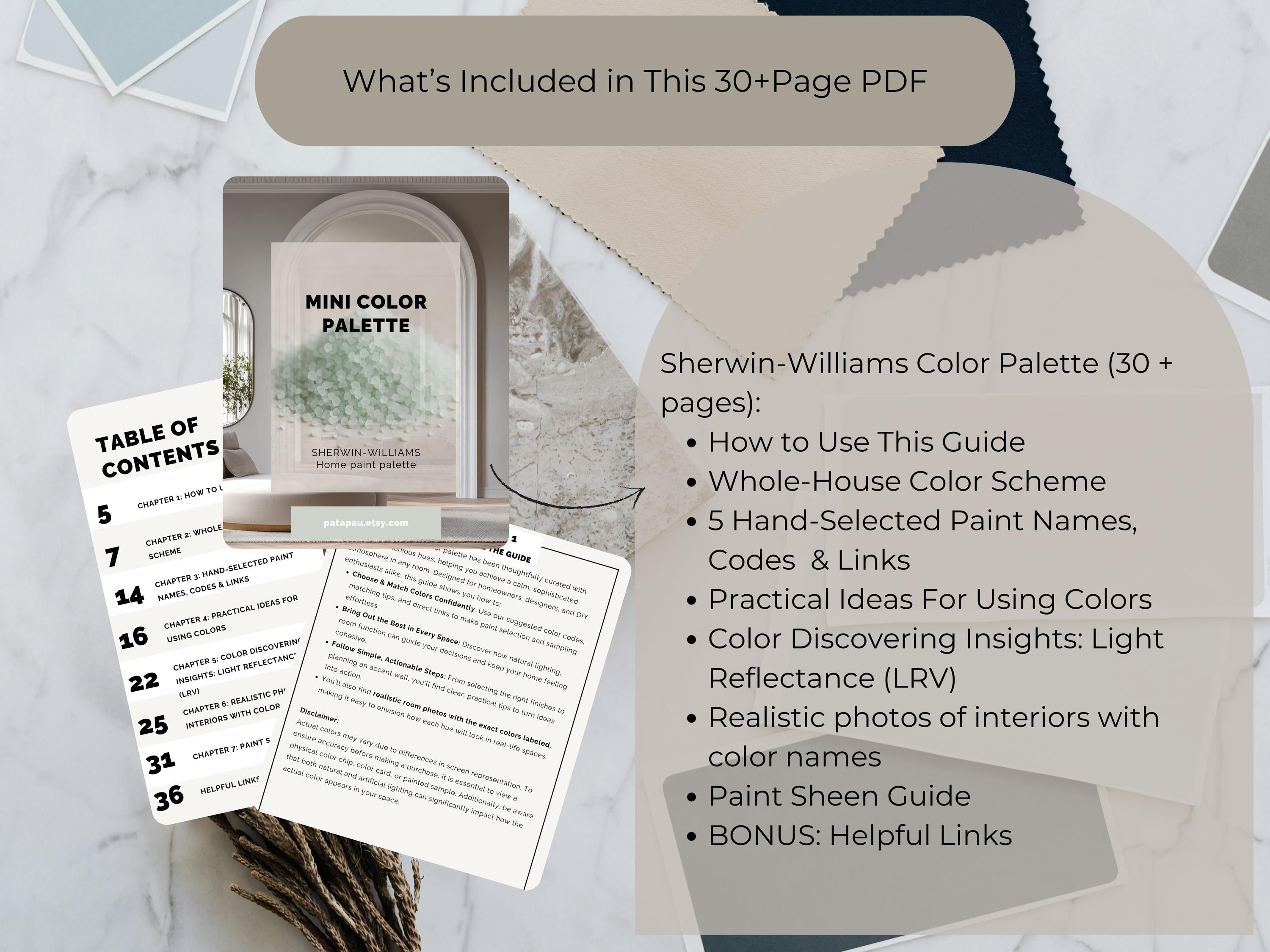 Sherwin Williams Iron Ore Coordinating Colors: Mini Whole House Paint Palette | SW 7069 (Instant Download)