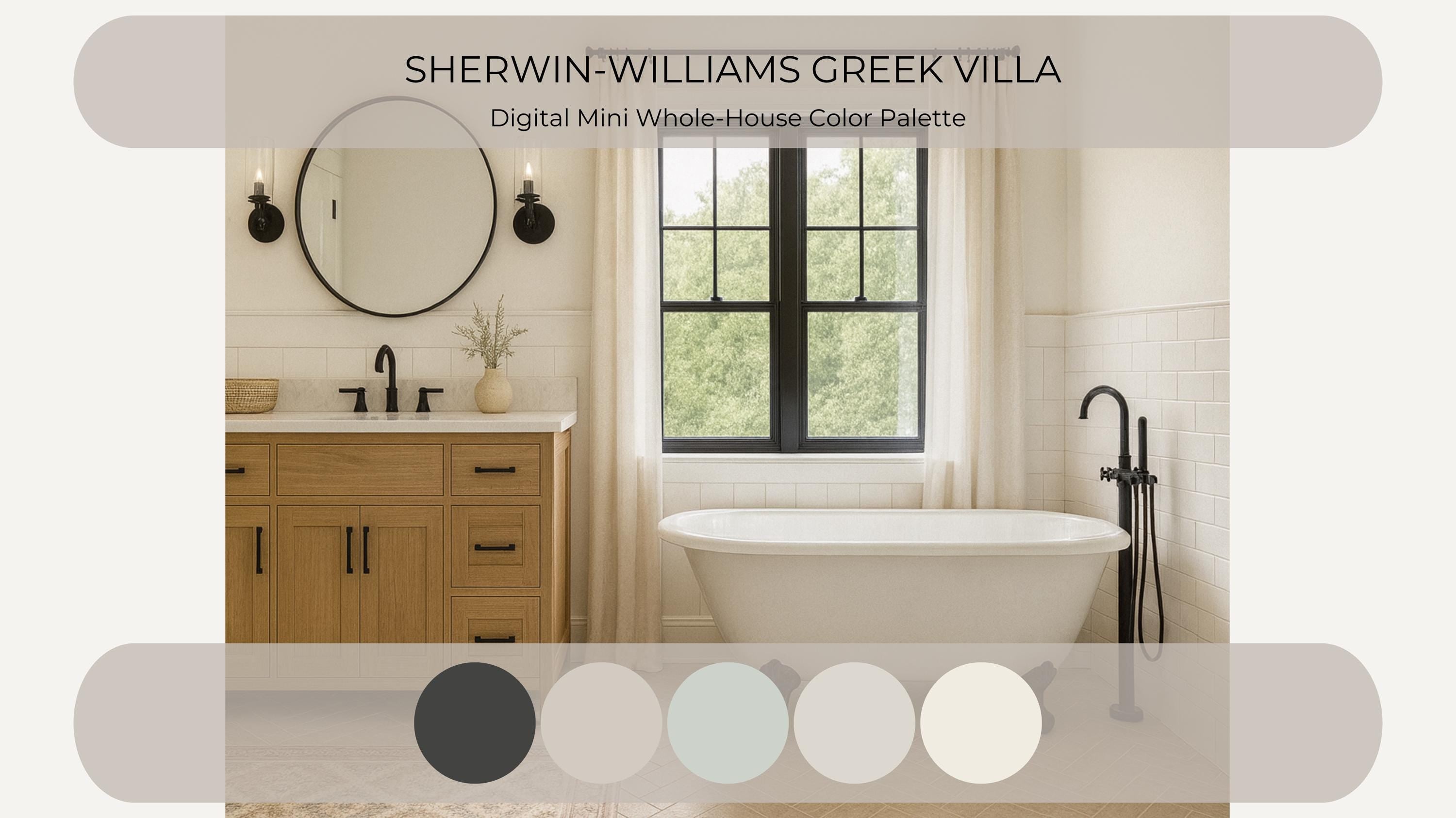 Sherwin Williams Greek Villa Coordinating Colors: Mini Whole House Paint Palette | SW 7551 (Instant Download)