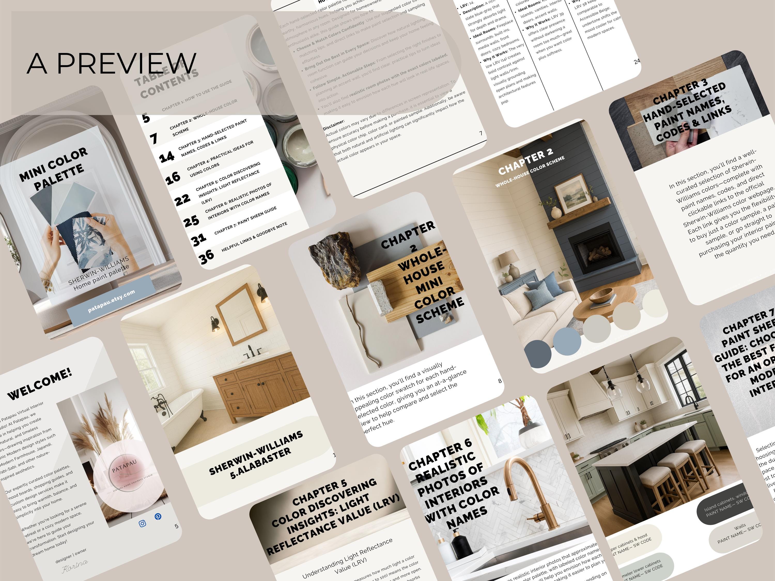 Sherwin Williams Alabaster Coordinating Colors: Mini Whole Home Paint Palette | SW 7008 (Instant Download)