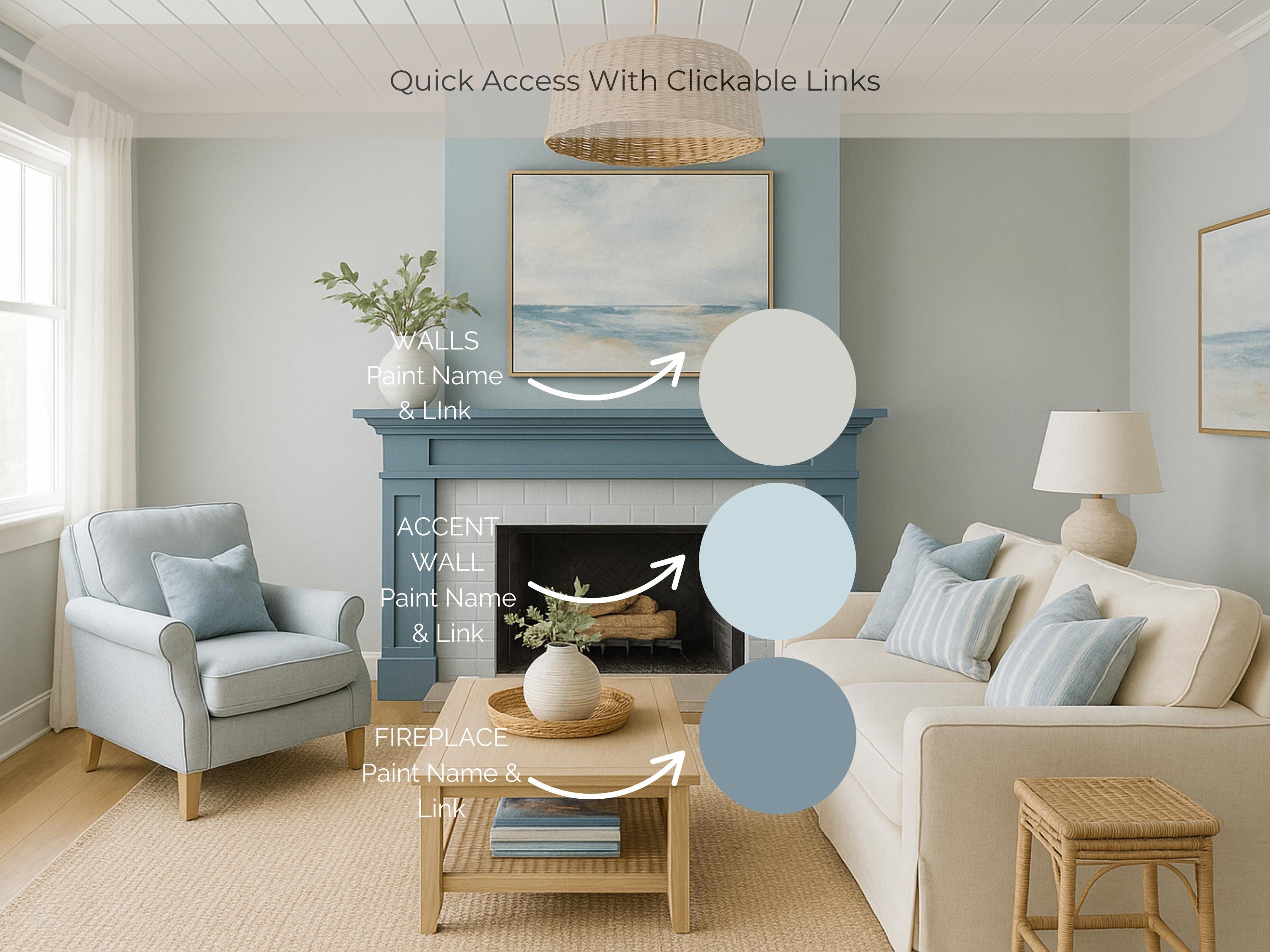 Sherwin Williams Coastal Beach House Coordinating Colors: Whole House Paint Palette (Digital Download)